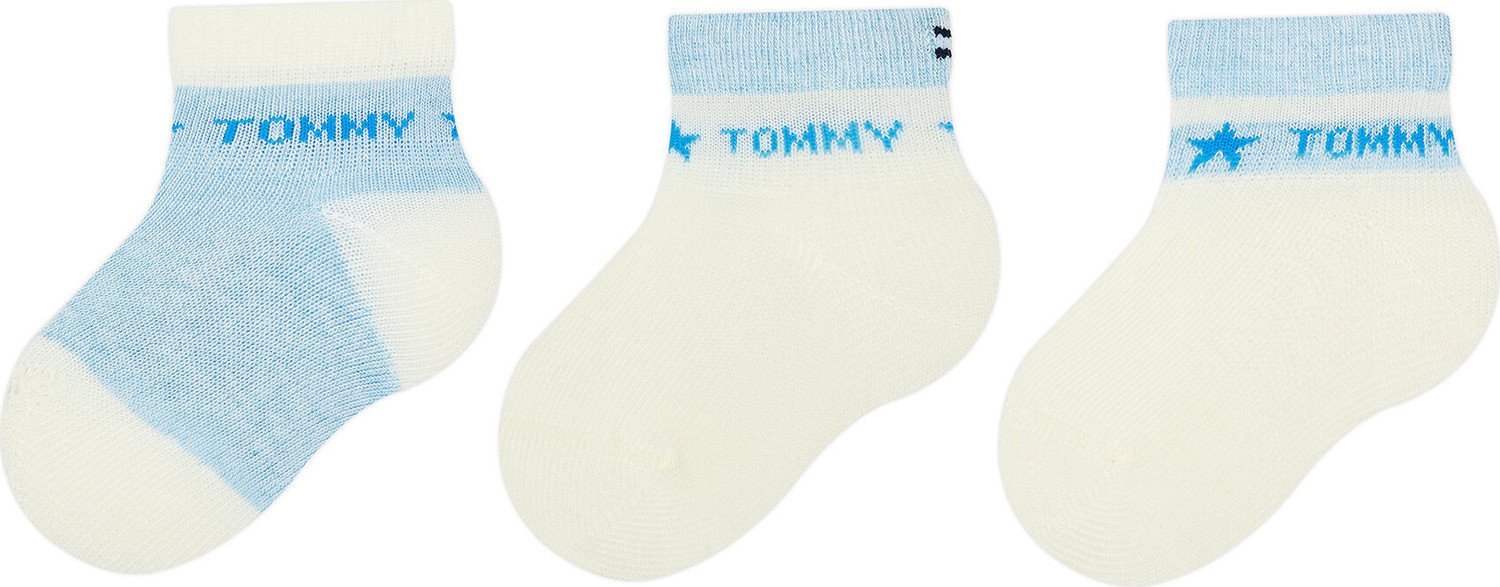 Sada 3 párů dětských vysokých ponožek Tommy Hilfiger 701222675 Sky Blue 014