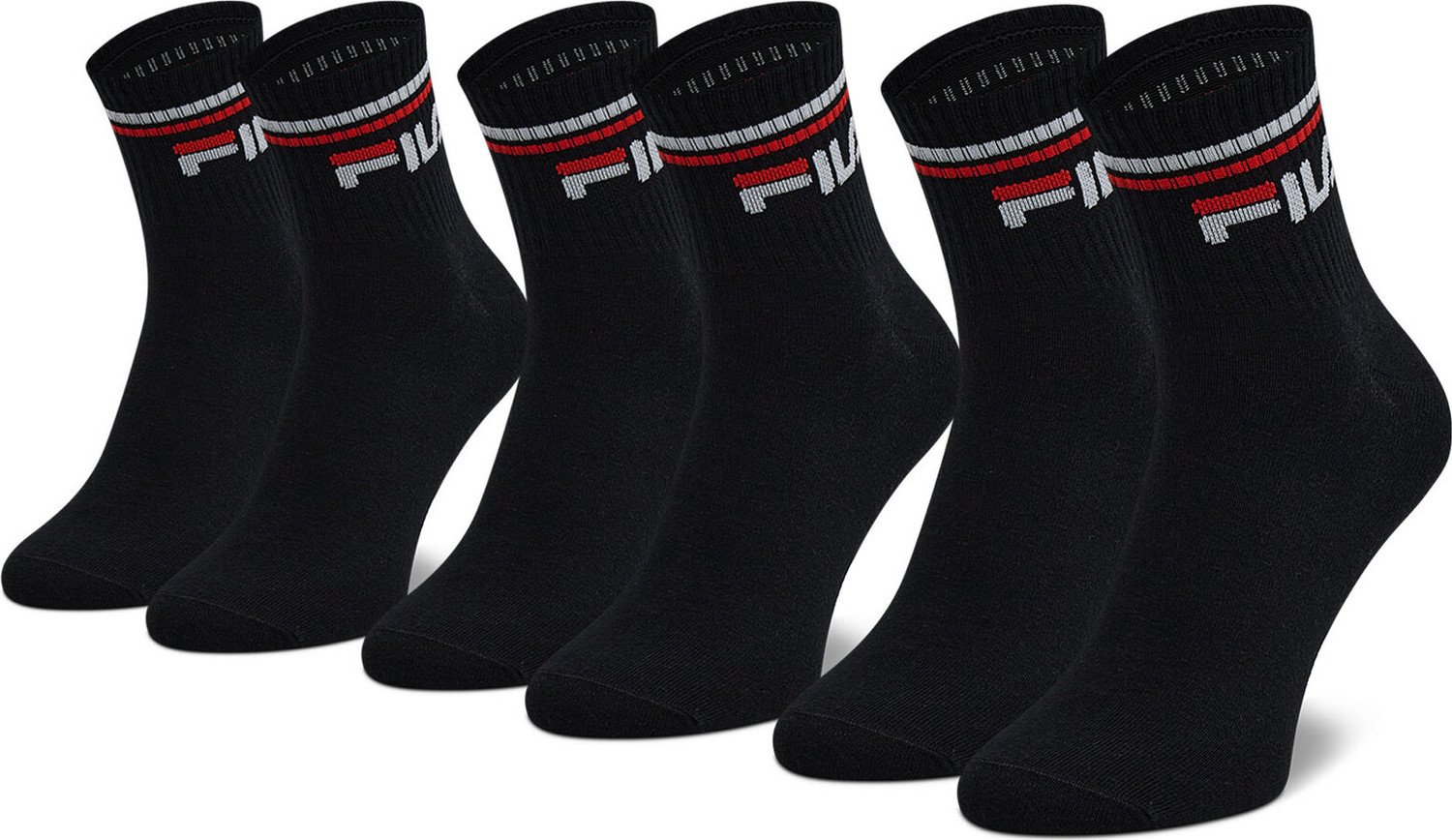 Sada 3 párů vysokých ponožek unisex Fila Calza Quarter F9398 Black 200