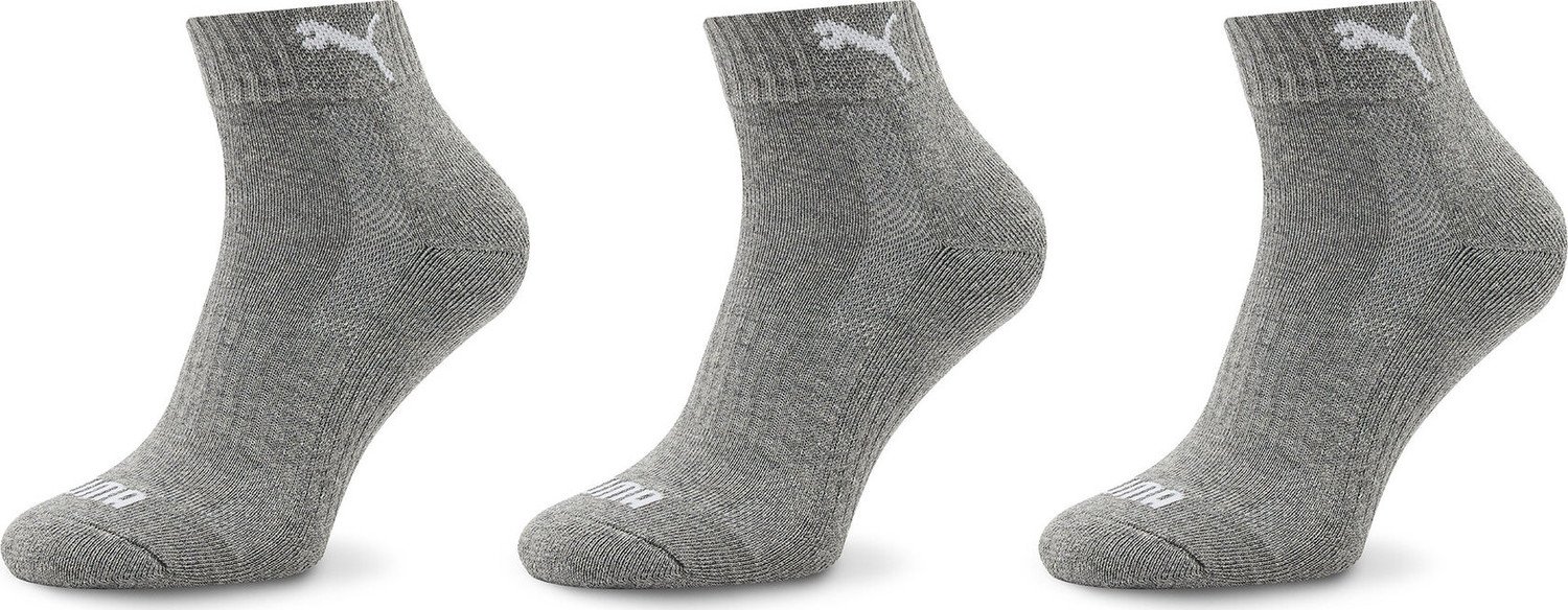 Sada 3 párů vysokých ponožek unisex Puma 907943 03 Middle Grey Melange