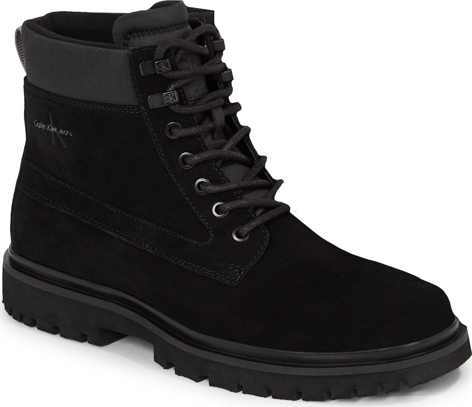 Kotníková obuv Calvin Klein Jeans Eva Mid Laceup Boot Suede YM0YM00802 Black/Stormfront 00T