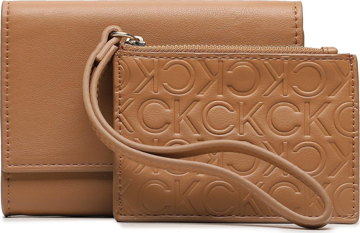 Malá dámská peněženka Calvin Klein Re-Lock Bifold & Cardholder Sm K60K611092 Brown Sugar GQ4