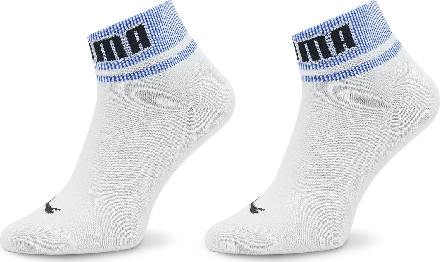 Sada 2 párů vysokých ponožek unisex Puma Unisex New Heritage Quarter 2P 938021 White / Blue 03
