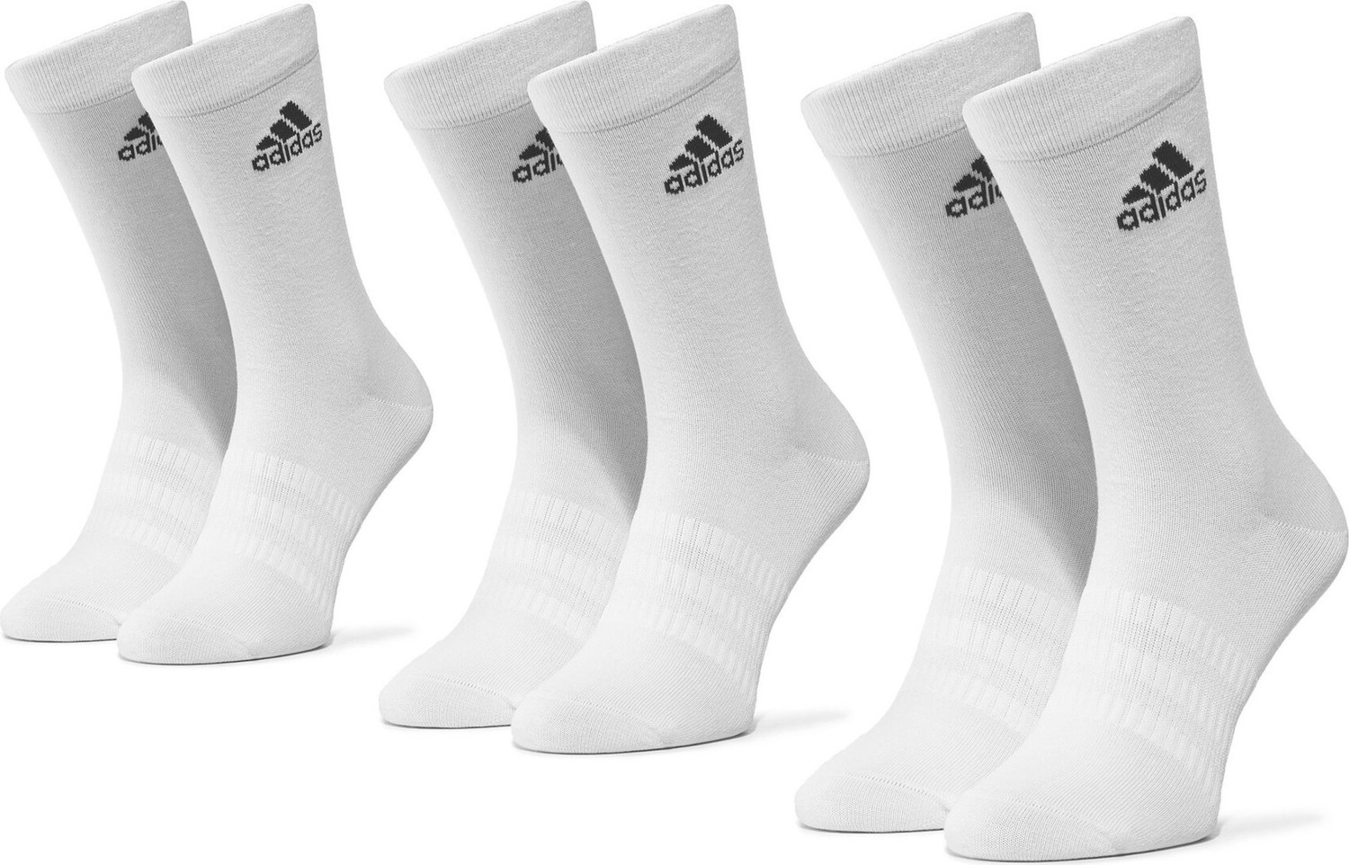 Sada 3 párů vysokých ponožek unisex adidas Light Crew 3Pp DZ9393 White/White/White