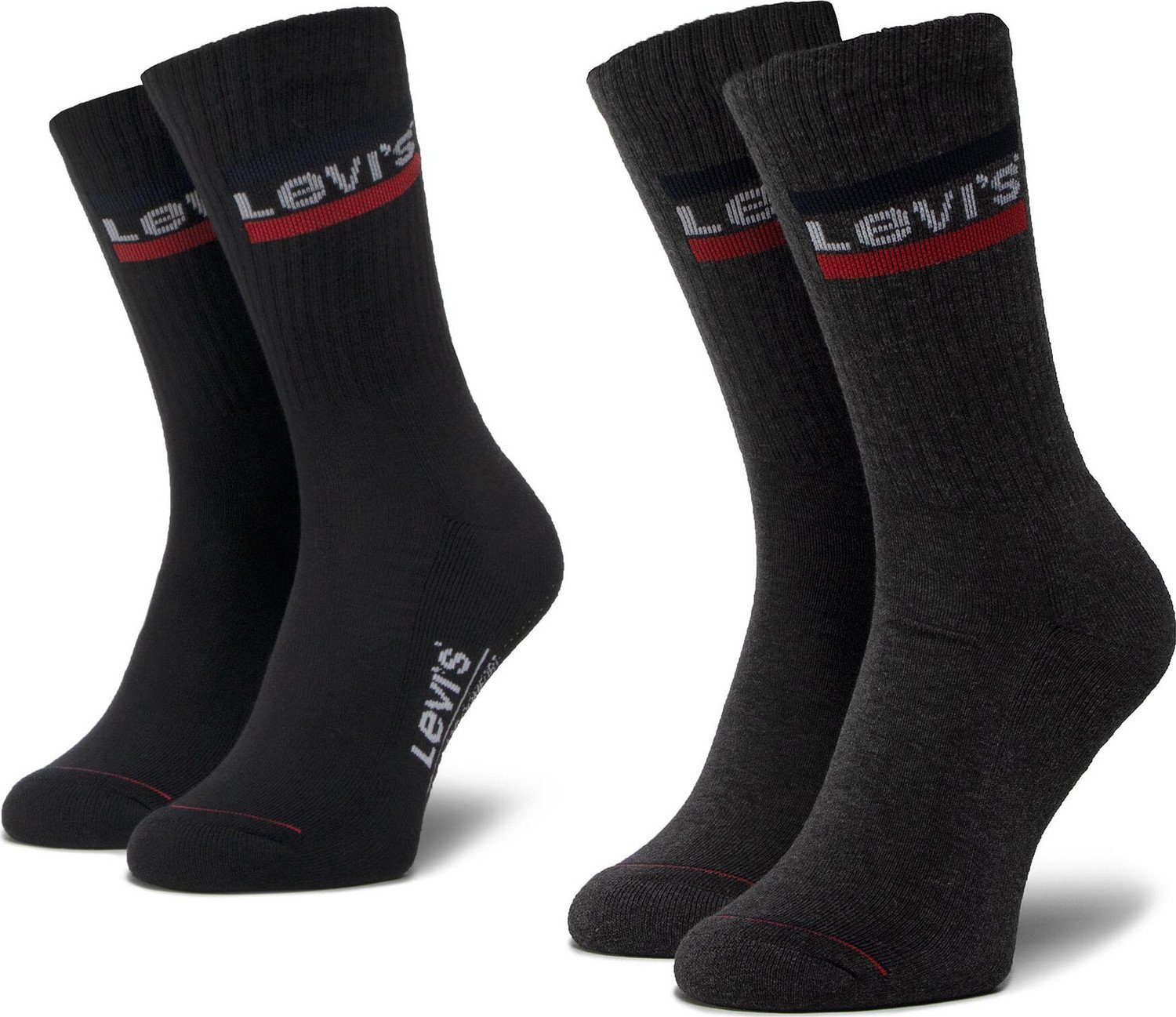 Sada 2 párů vysokých ponožek unisex Levi's® 37157-0153 Mid Grey/Black