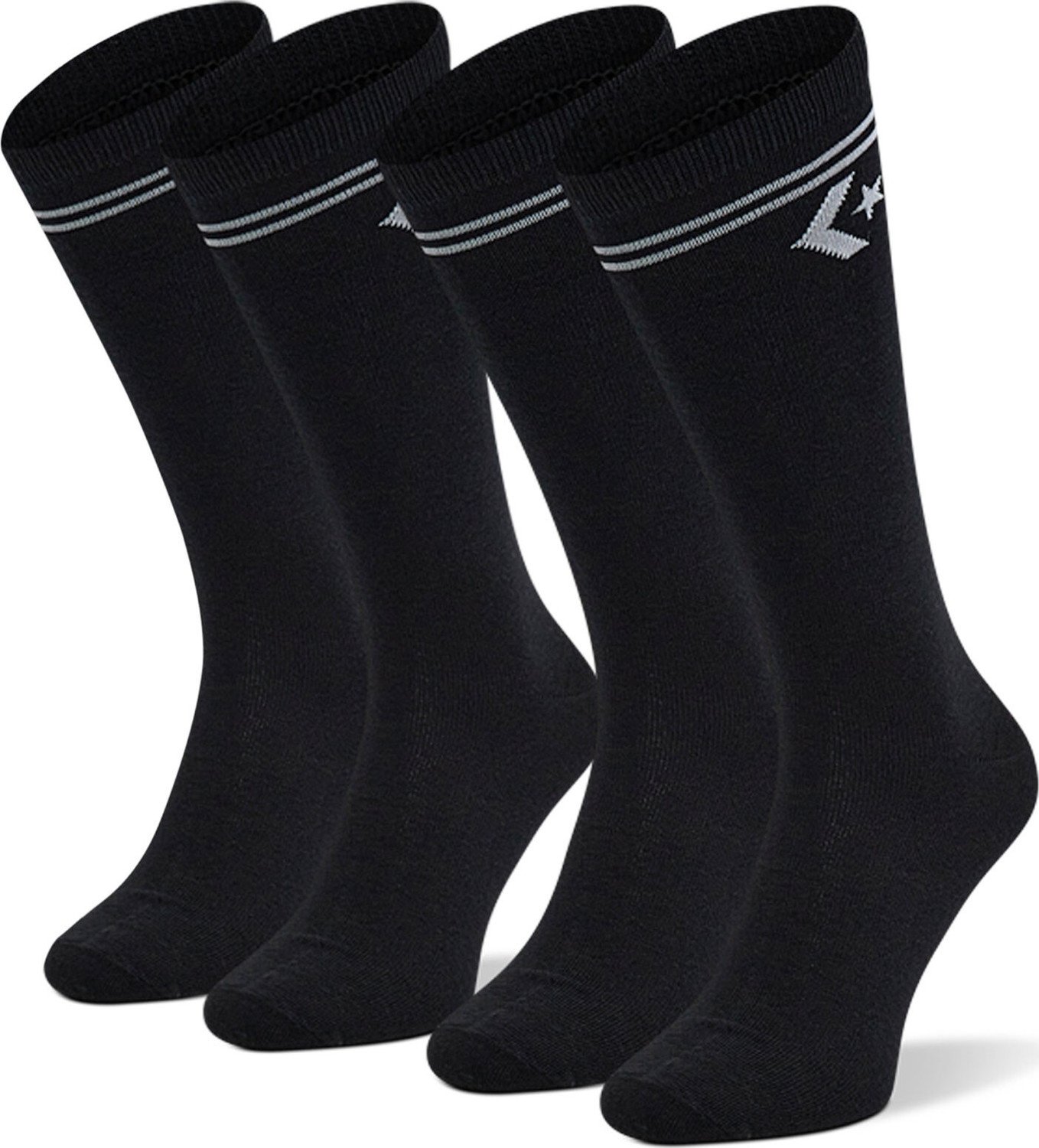 Sada 2 párů pánských vysokých ponožek Converse E1025B-2020 Černá