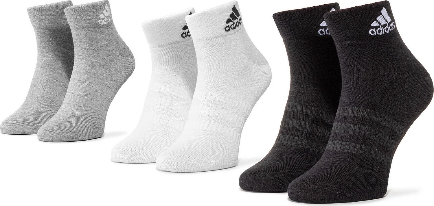 Sada 3 párů nízkých ponožek unisex adidas Light Ank 3PP DZ9434 Mgreyh/White/Black