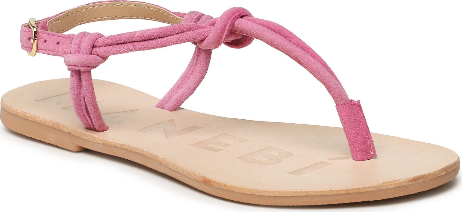 Sandály Manebi Suede Leather Sandals V 1.8 Y0 Bold Pink Knot Thongs