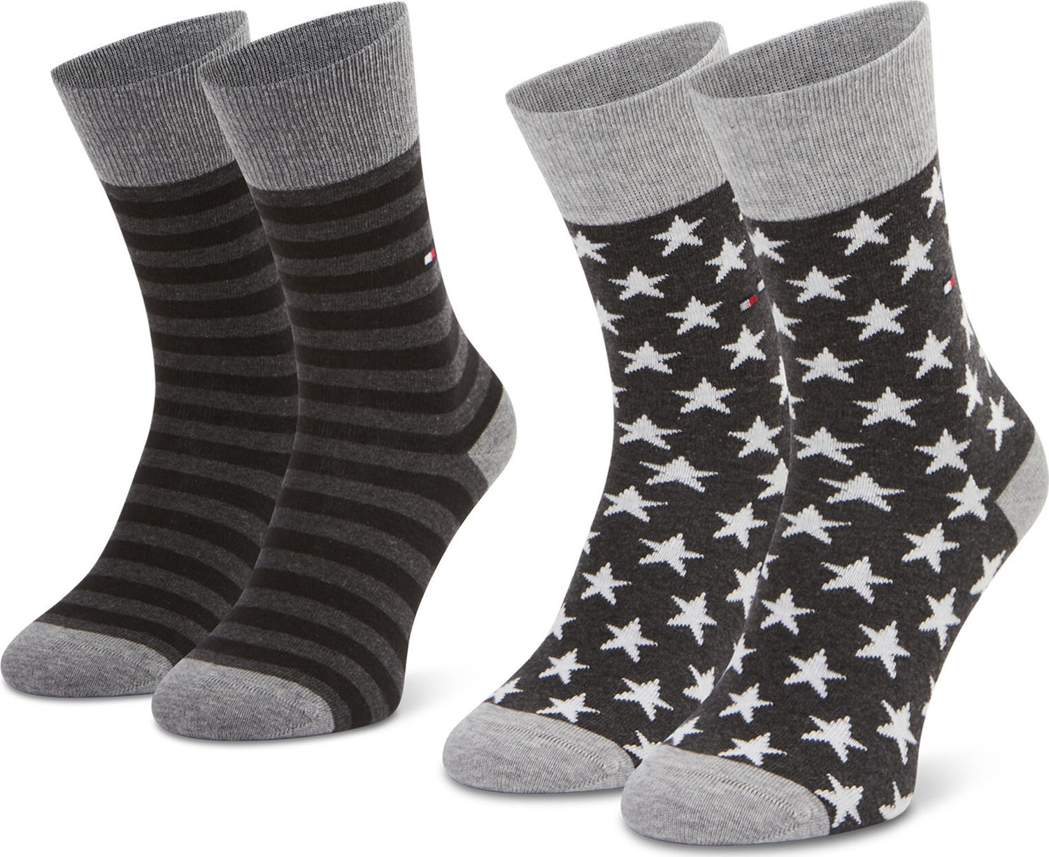 Sada 2 párů vysokých ponožek unisex Tommy Hilfiger 100000816 Black 200