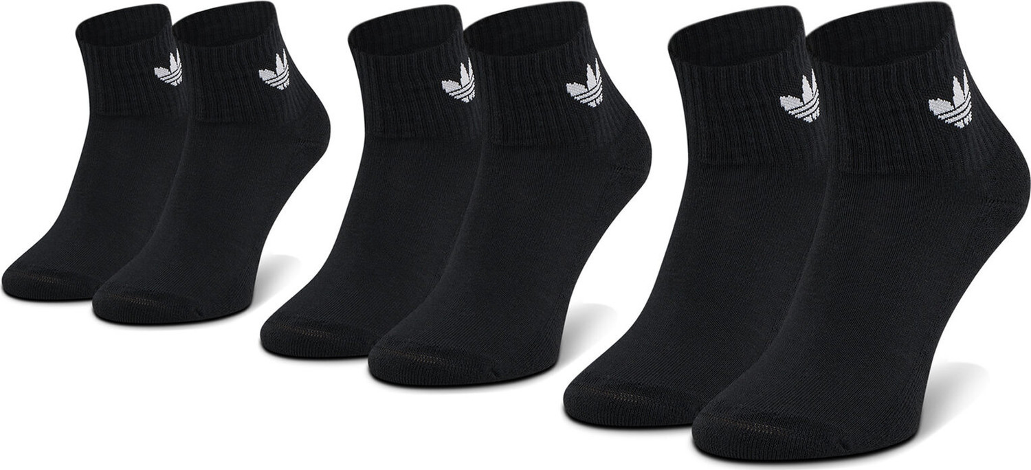 Sada 3 párů vysokých ponožek unisex adidas Mid-Cut Crew FM0643 Black