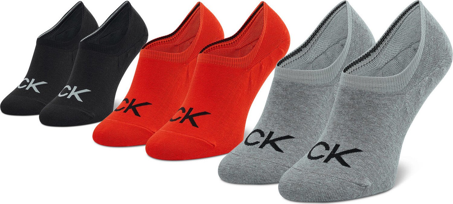 Sada 3 párů dámských nízkých ponožek Calvin Klein 701218723 Red Combo