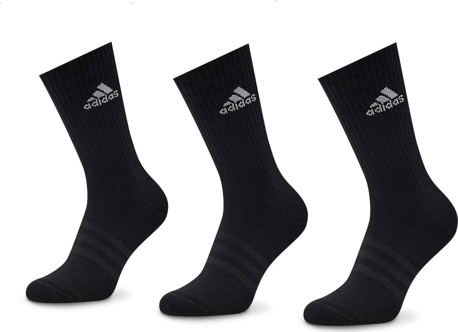 Sada 3 párů vysokých ponožek unisex adidas Cushioned Crew IC1310 Black/White