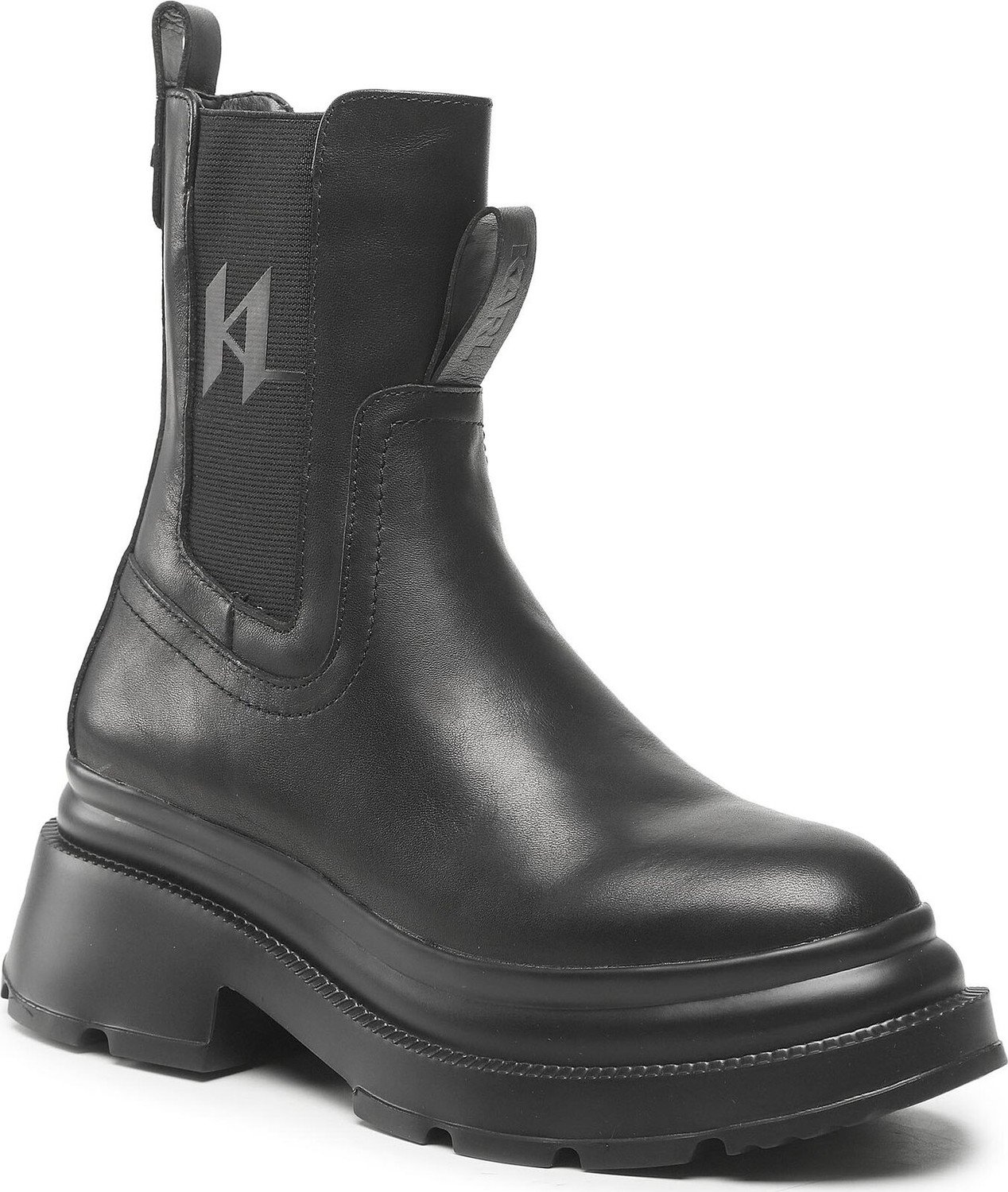 Kotníková obuv s elastickým prvkem KARL LAGERFELD KL45065 Black Lthr