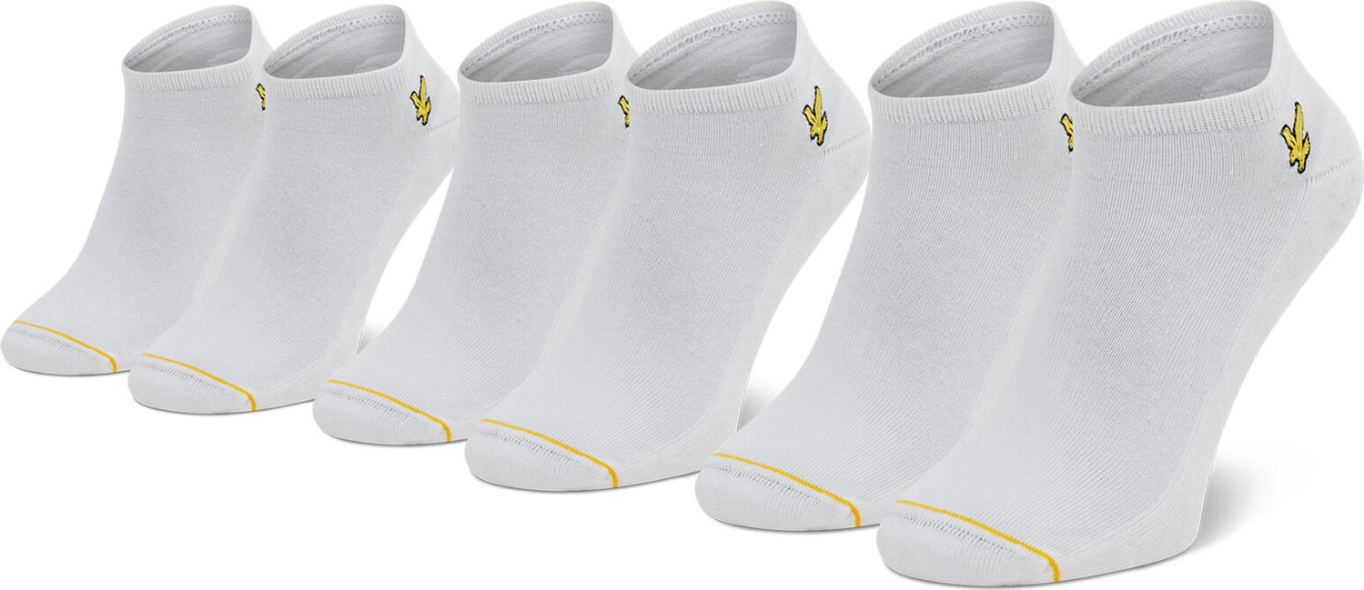 Sada 3 párů dámských nízkých ponožek Lyle & Scott Ross LSSPRTSK500 Bright White 5061