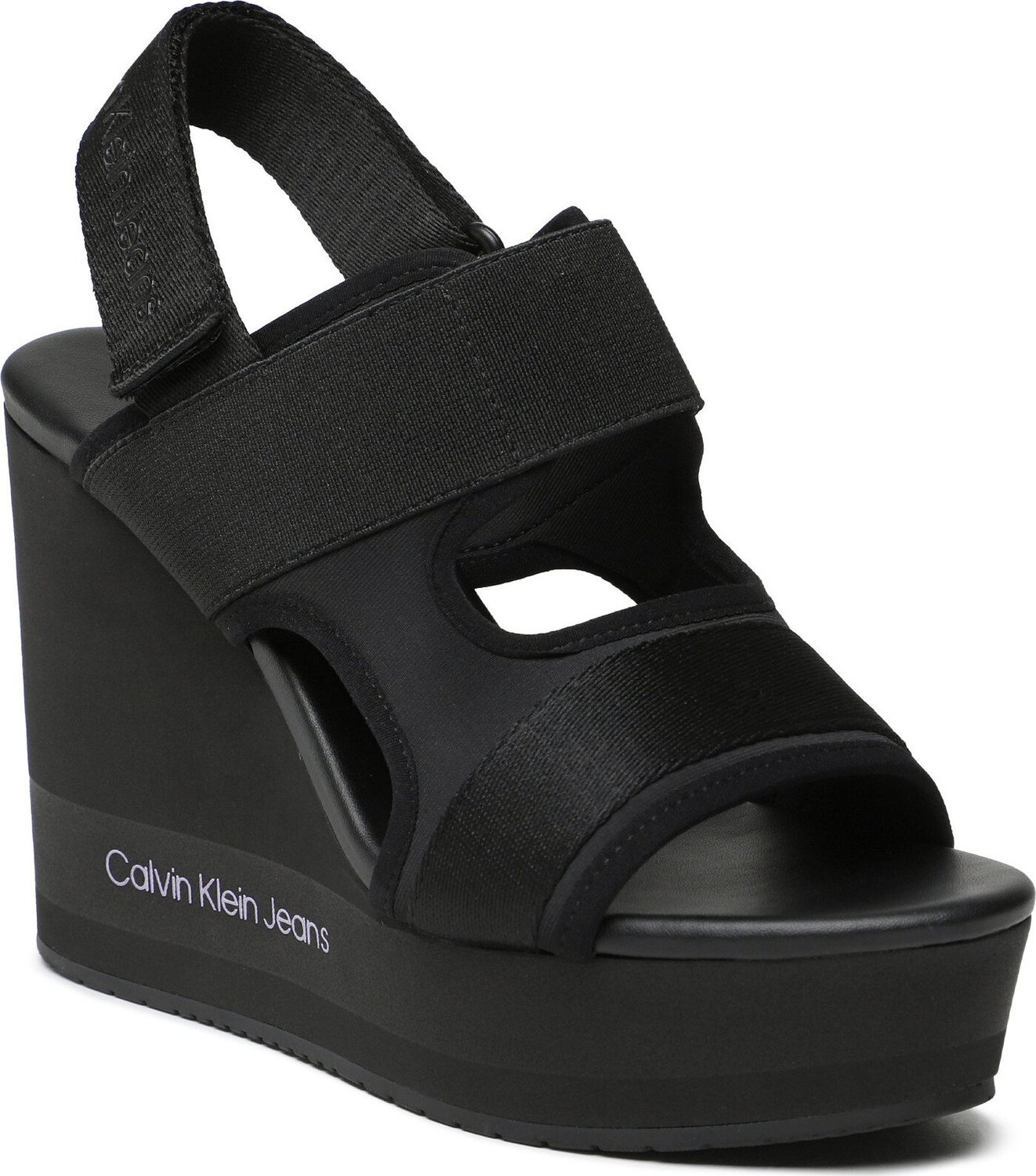 Sandály Calvin Klein Jeans Wedge Sandal Webbing YW0YW01073 Black/Lavender Aura BEH