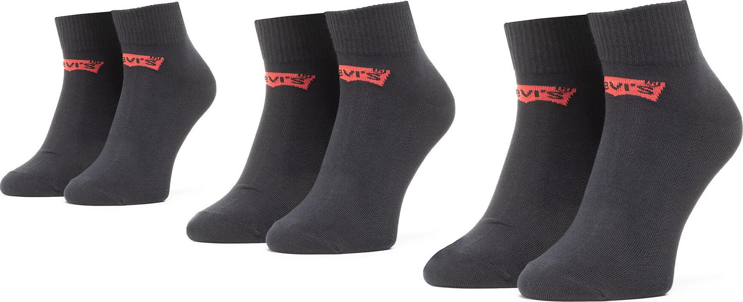 Sada 3 párů nízkých ponožek unisex Levi's® 37157-0181 Jet Black