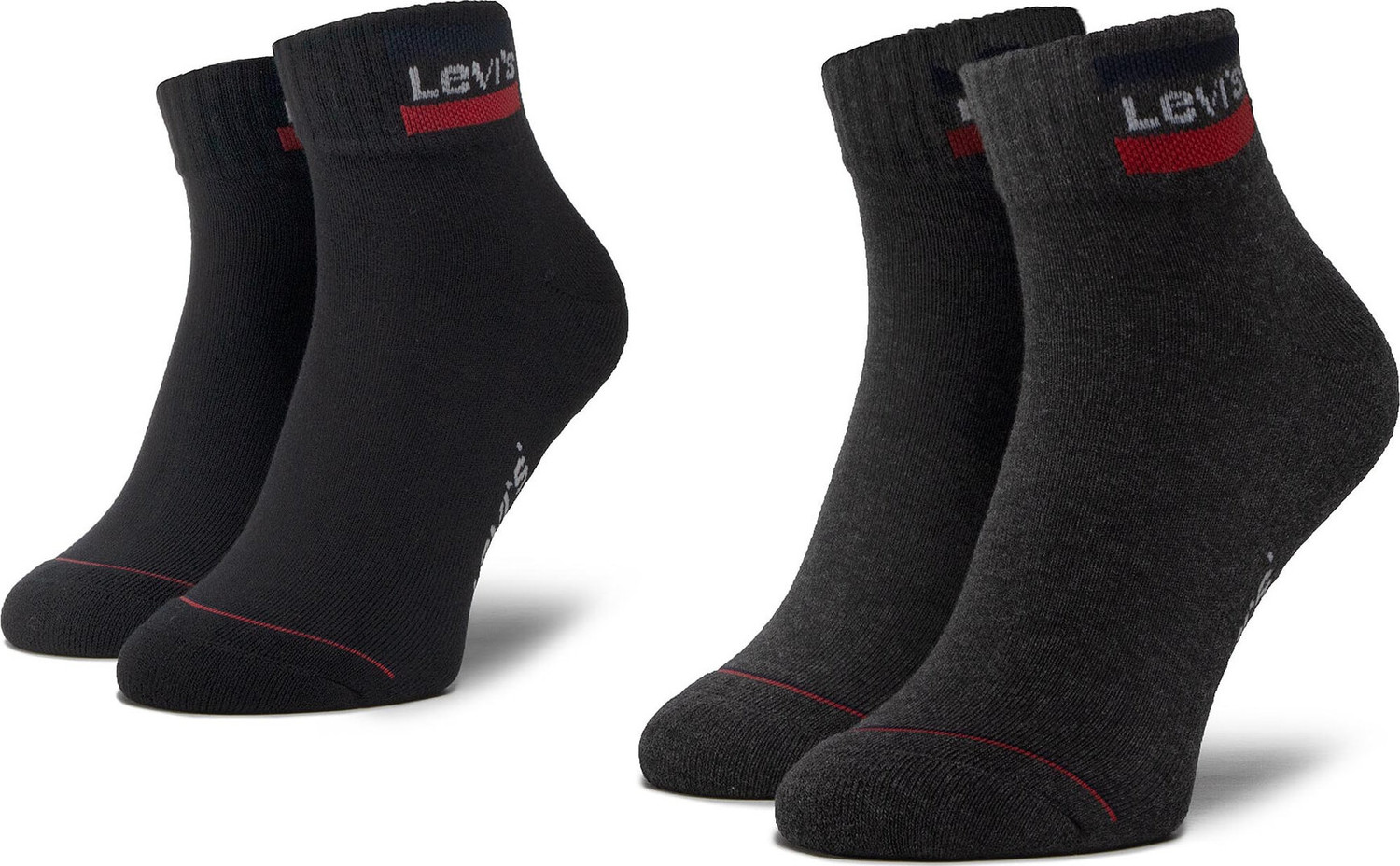 Sada 2 párů nízkých ponožek unisex Levi's® 37157-0148 Mid Grey/Black