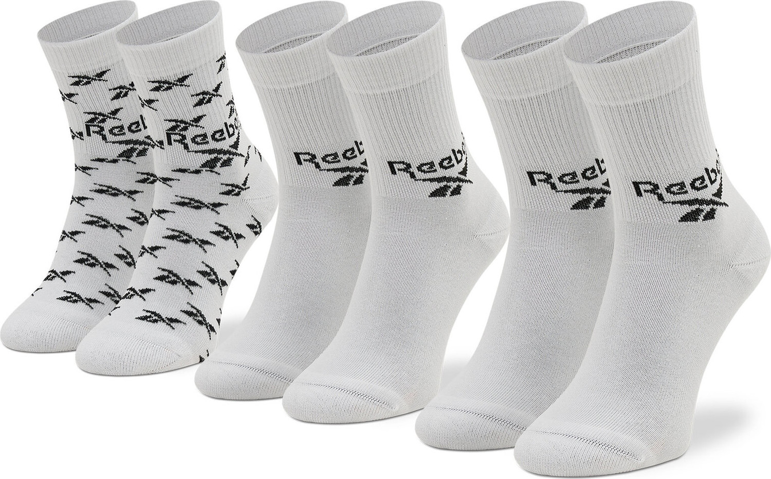 Sada 3 párů vysokých ponožek unisex Reebok Cl Fo Crew Sock 3P GG6682 White