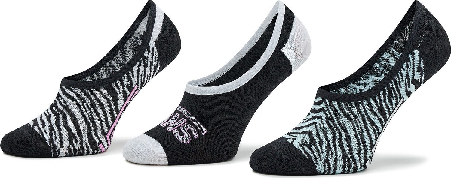 Sada 3 párů dámských ponožek Vans Zebra Daze Canoodle VN00079YBR51 Black/Blue Glow