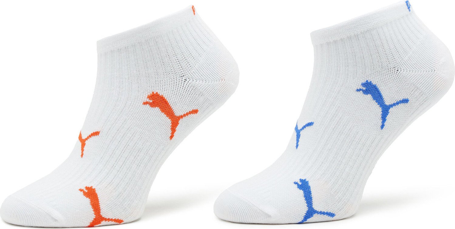 Sada 2 párů dámských nízkých ponožek Puma Women Cat Logo Sneaker 2P 938004 White / Blue / Red 04