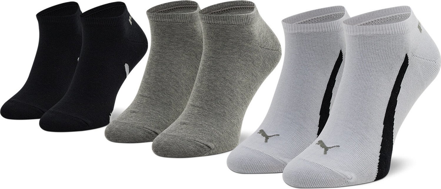 Sada 3 párů nízkých ponožek unisex Puma 907951 02 White/Grey/Black