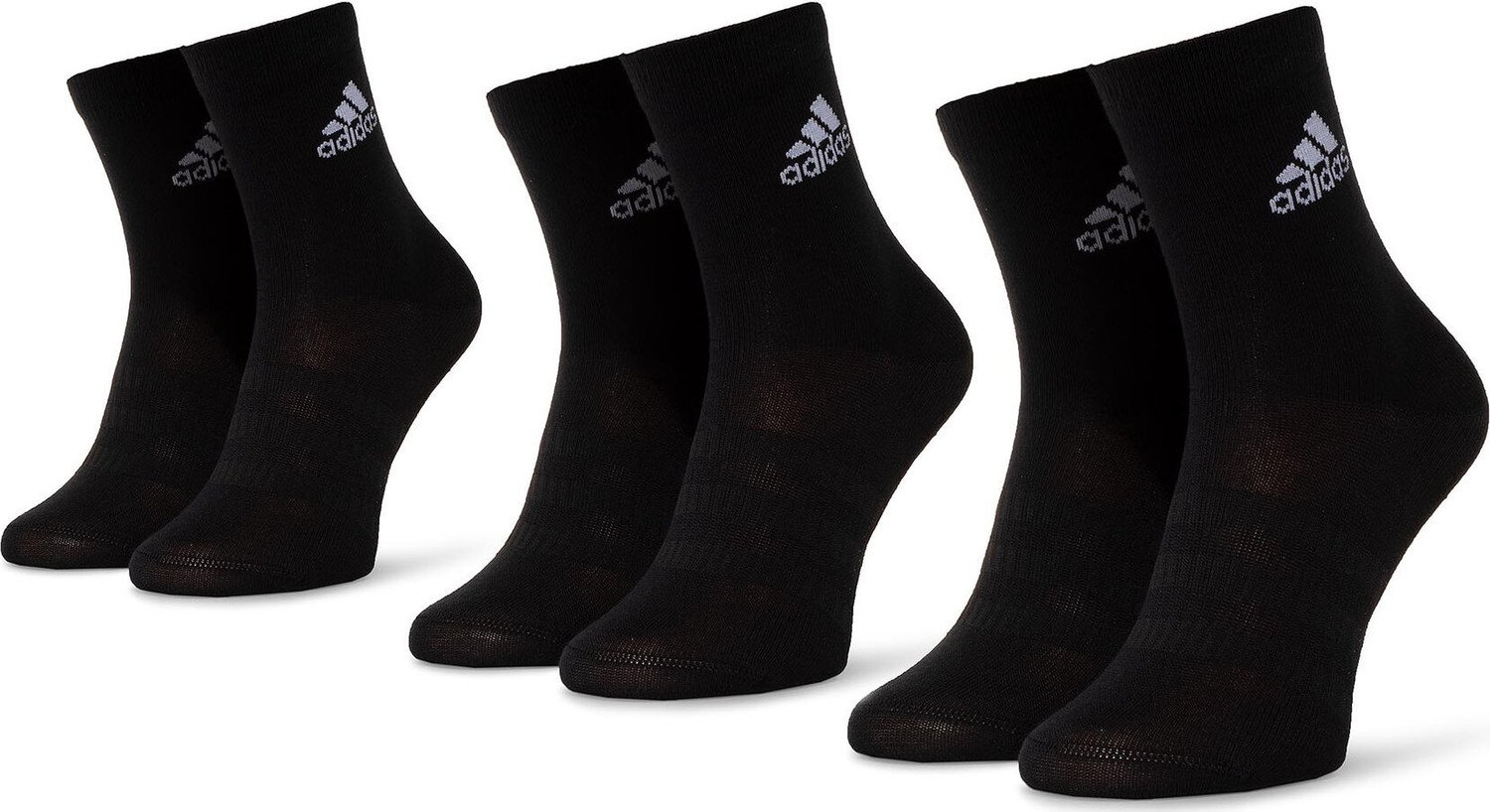 Sada 3 párů vysokých ponožek unisex adidas Light Crew 3pp DZ9394 Black/Black/Black