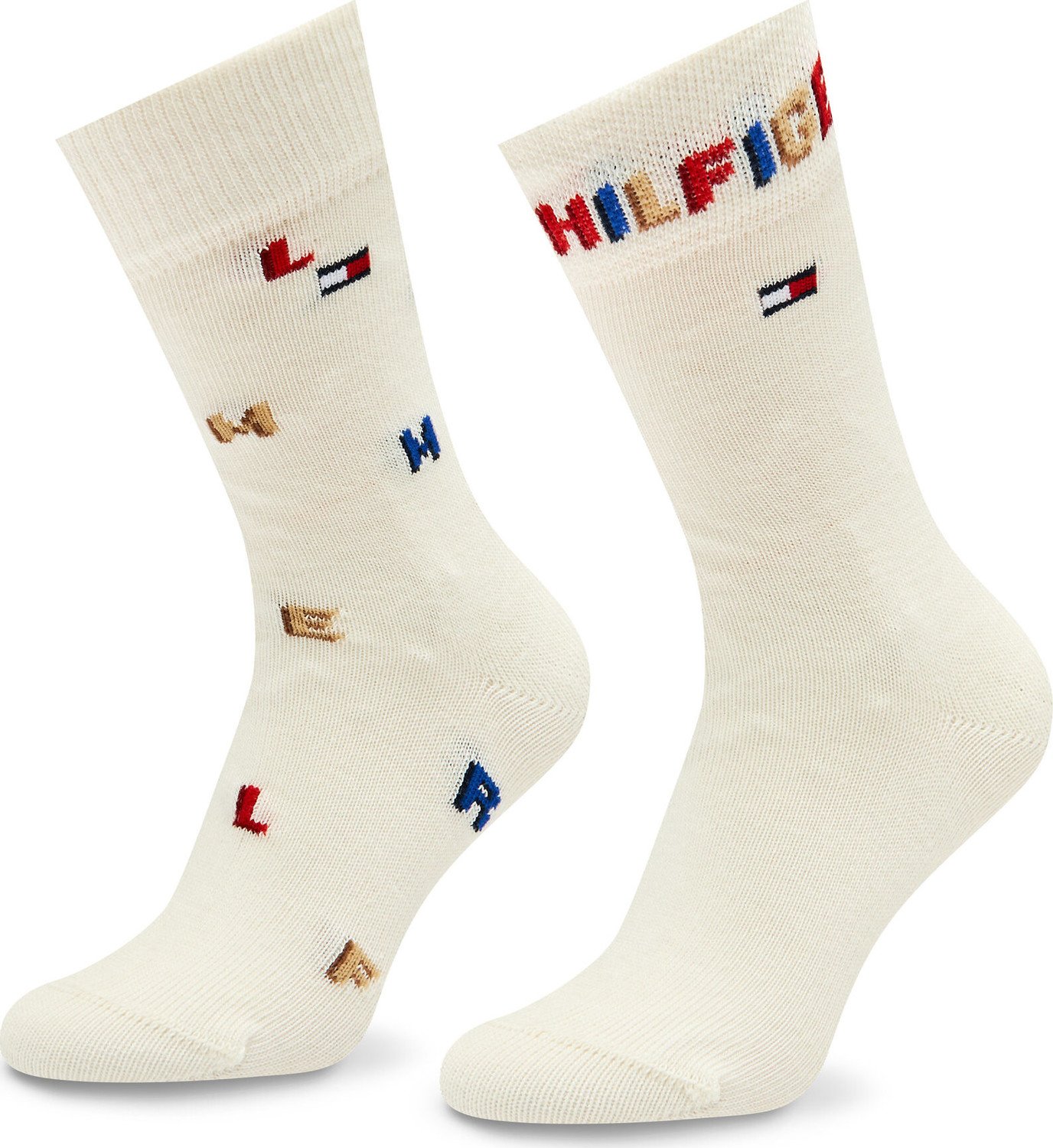 Sada 2 párů dětských vysokých ponožek Tommy Hilfiger 701222663 Off White 001