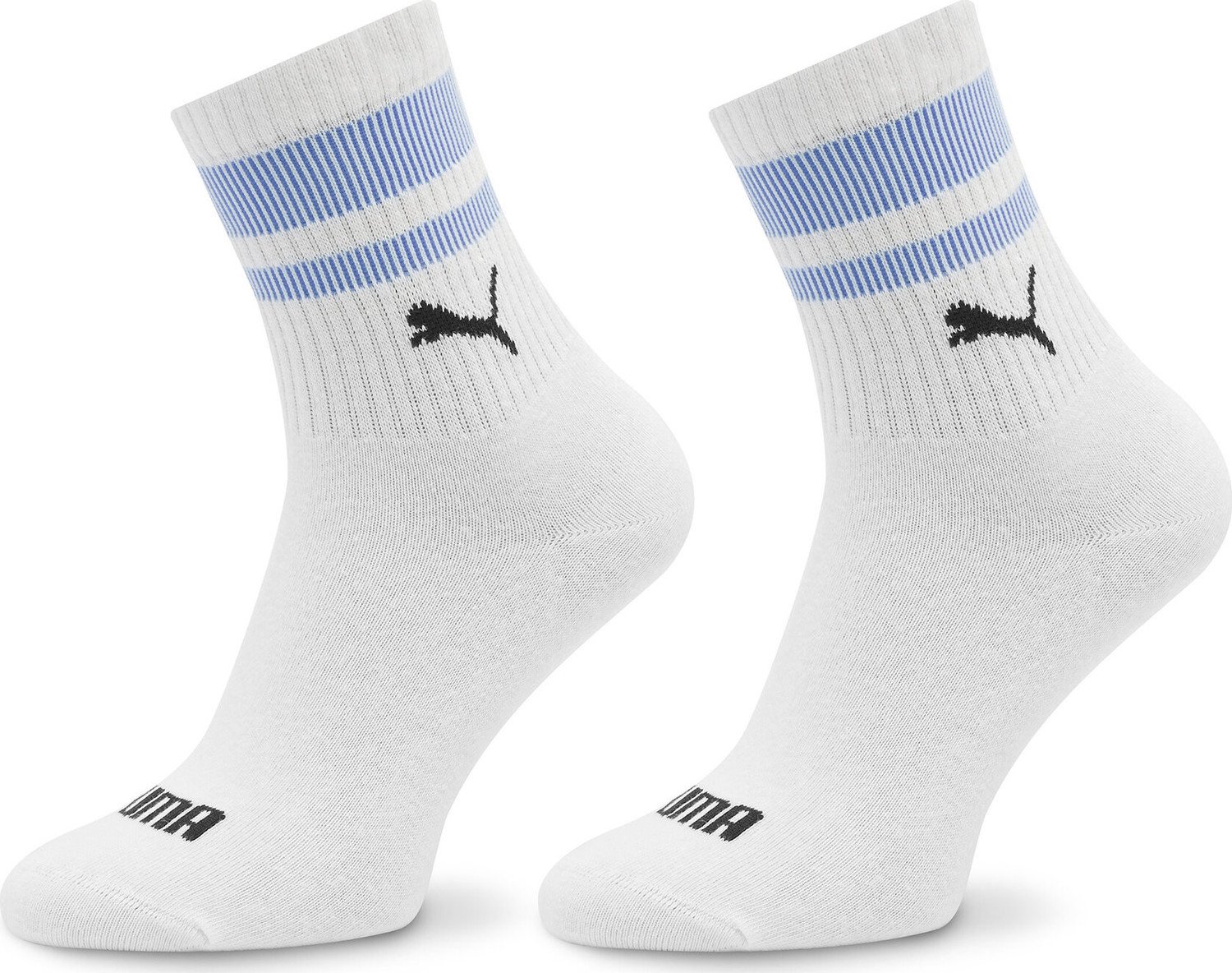 Sada 2 párů vysokých ponožek unisex Puma Unisex Heritage 938022 White / Blue 03