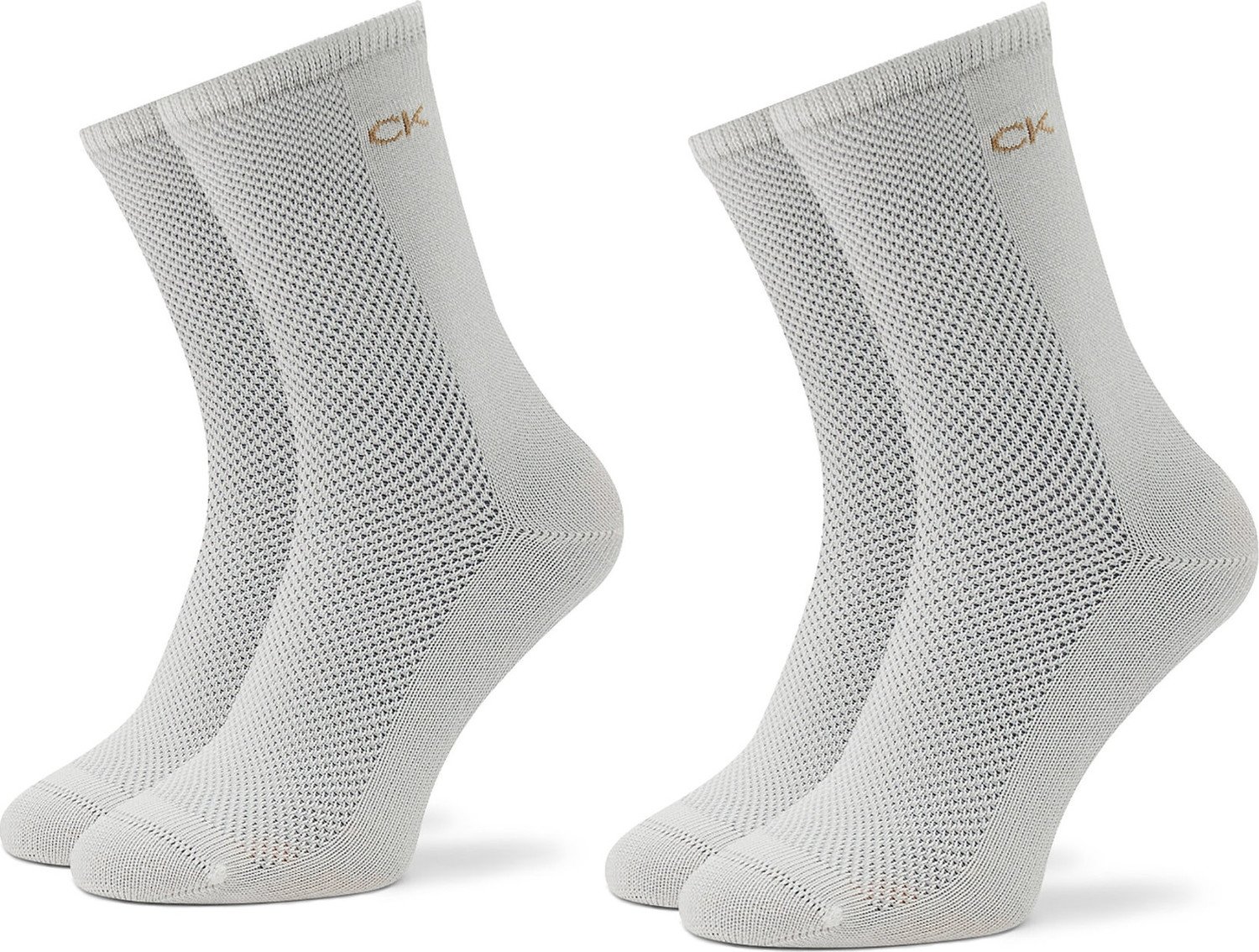 Sada 2 párů dámských vysokých ponožek Calvin Klein 701219861 White 001