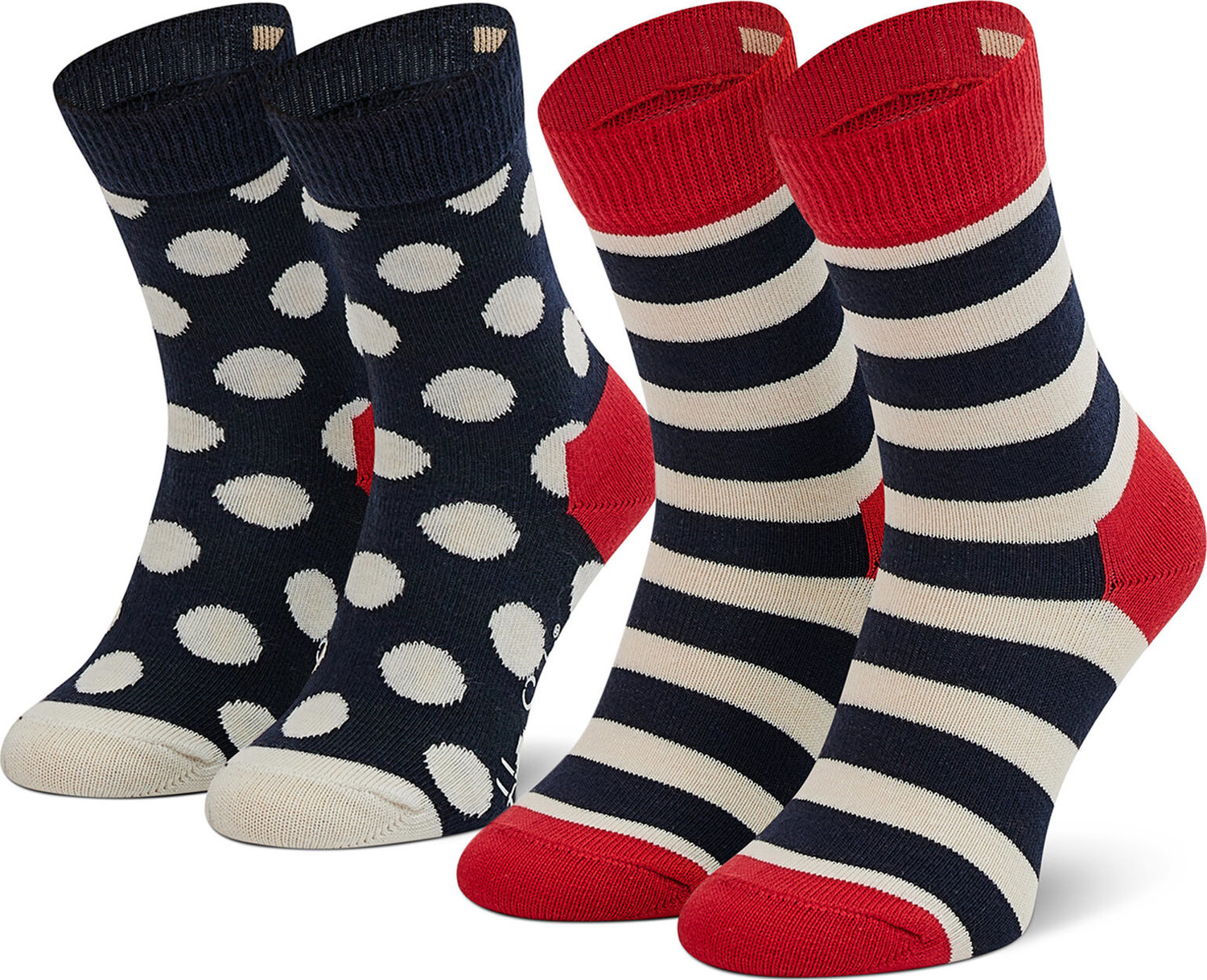 Sada 2 párů dětských vysokých ponožek Happy Socks KSTR02-4000 Tmavomodrá