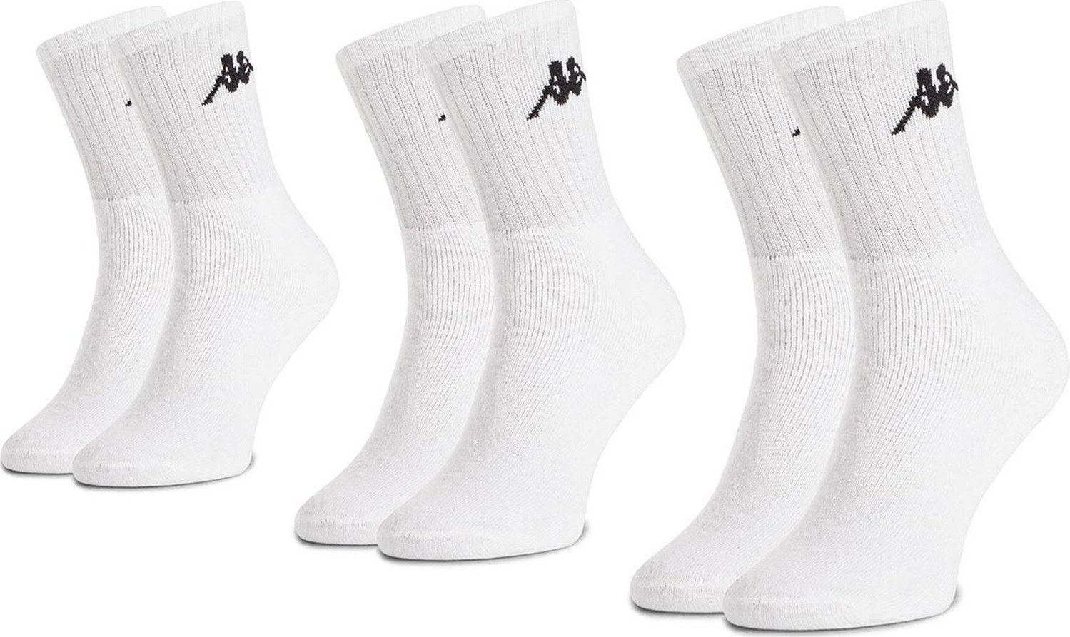 Sada 3 párů vysokých ponožek unisex Kappa 704304 White 001