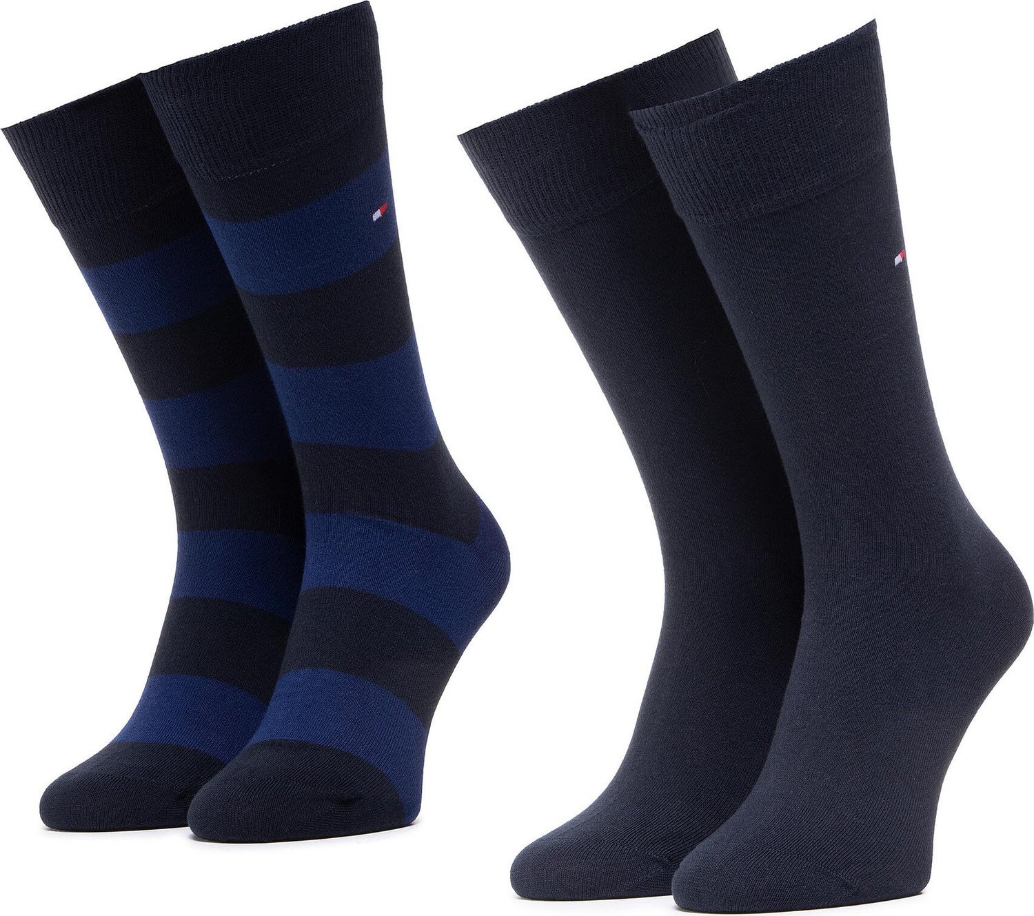 Sada 2 párů pánských vysokých ponožek Tommy Hilfiger 342021001 Blue 054