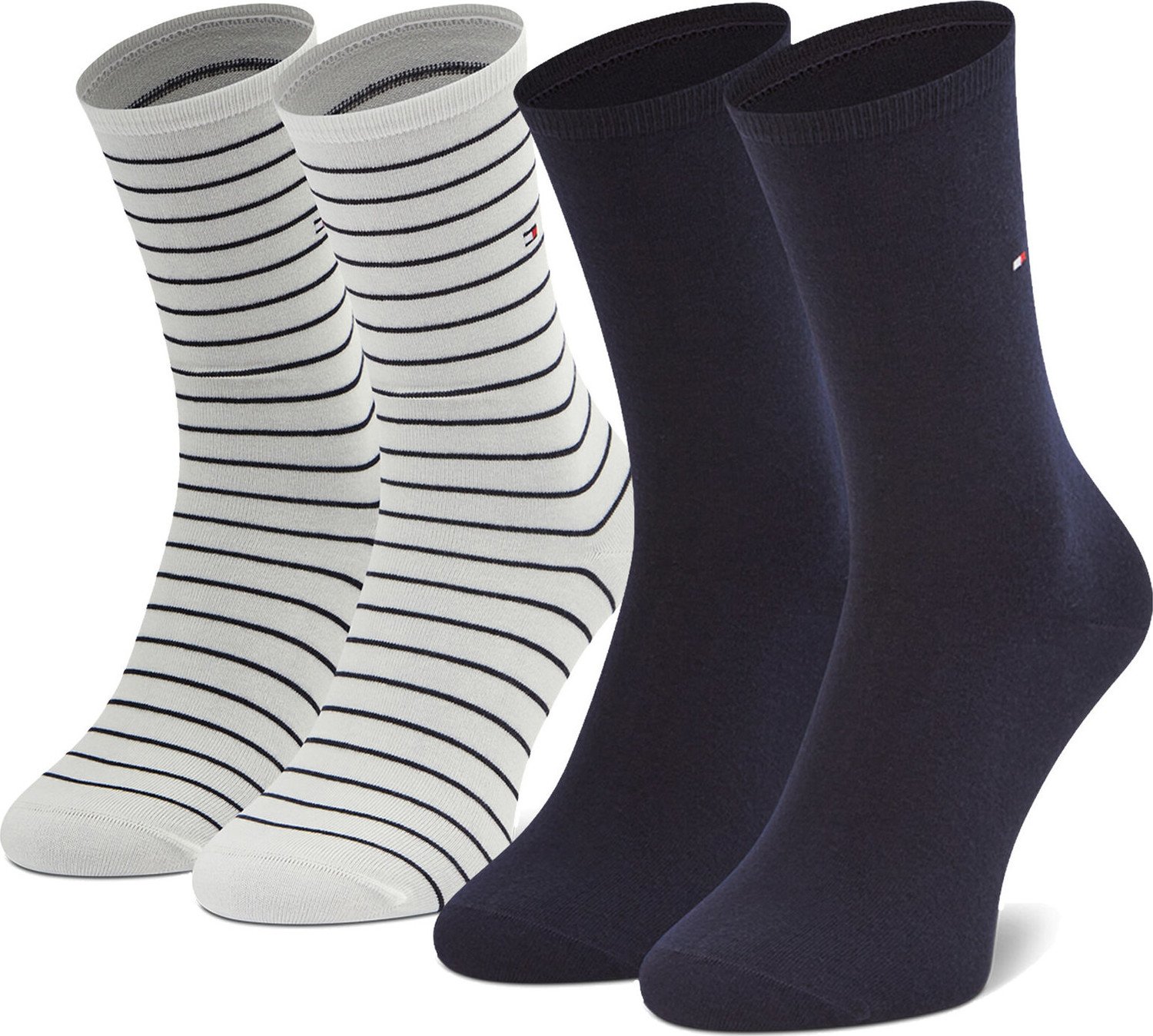 Sada 2 párů dámských vysokých ponožek Tommy Hilfiger 100001494 Off White 002