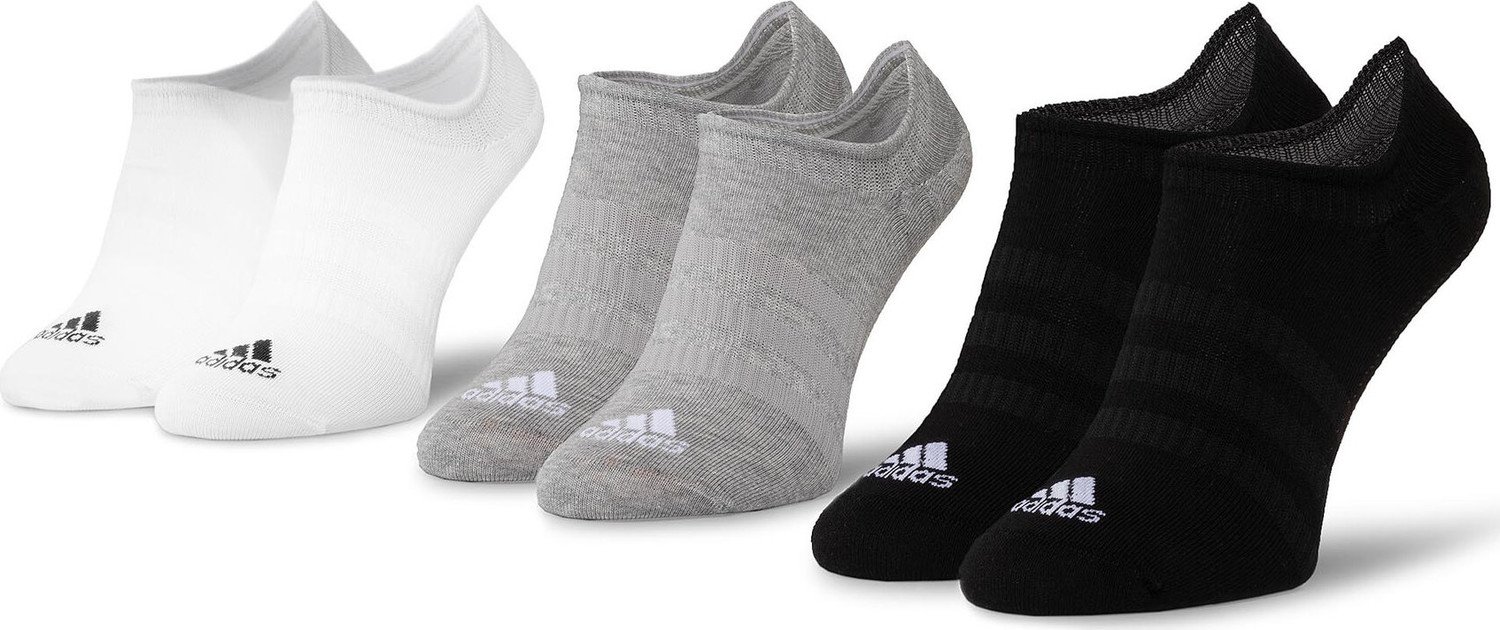 Sada 3 párů nízkých ponožek unisex adidas Light Nosh 3PP DZ9414 Mgreyh/White/Black