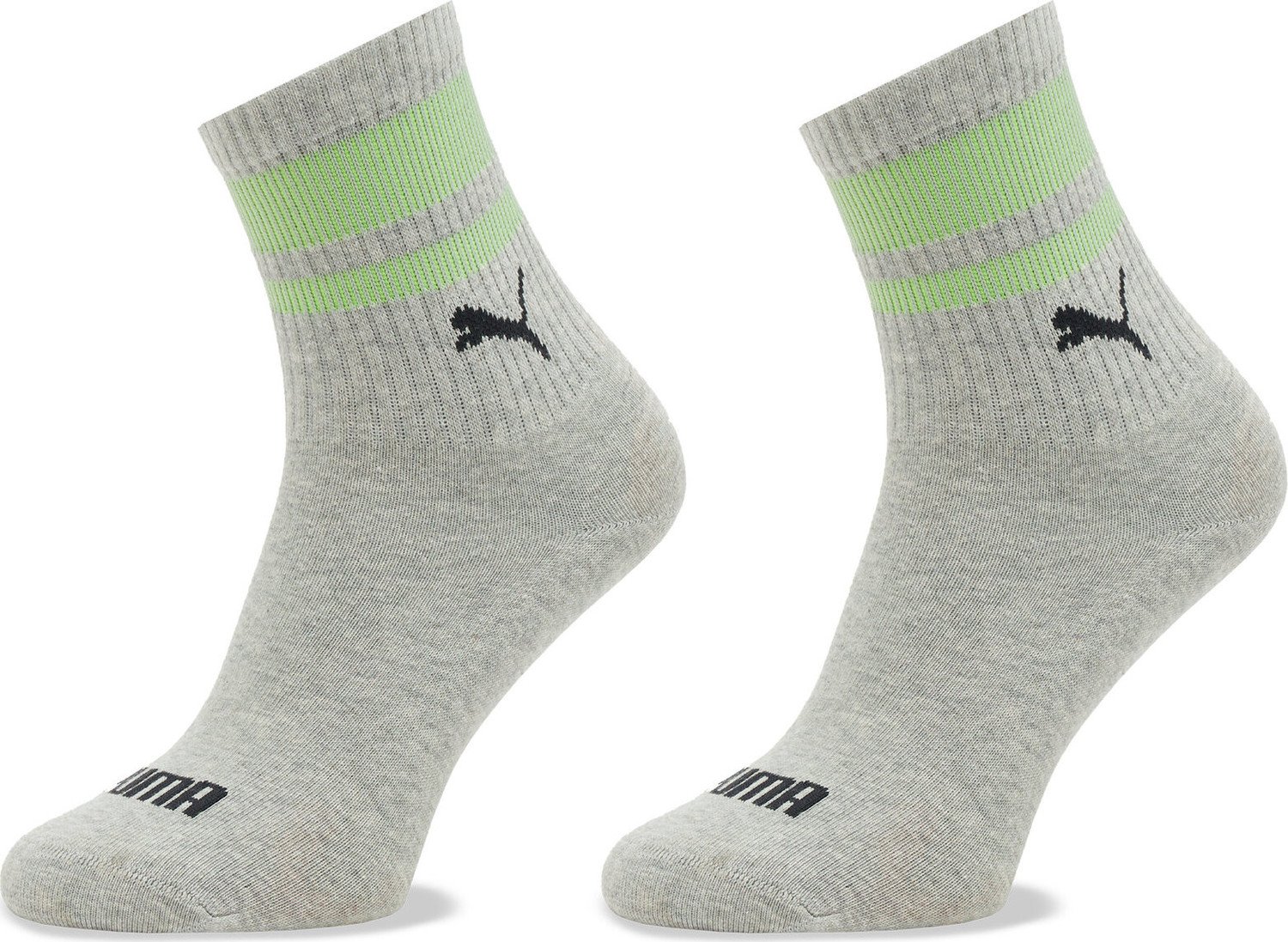 Sada 2 párů vysokých ponožek unisex Puma Unisex Heritage 938022 Grey Melange / Mint 04