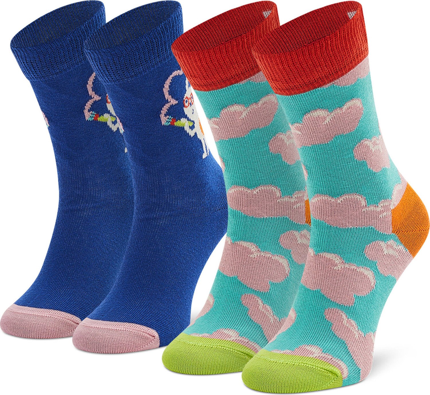 Sada 2 párů dětských vysokých ponožek Happy Socks KCLO02-6300 Barevná