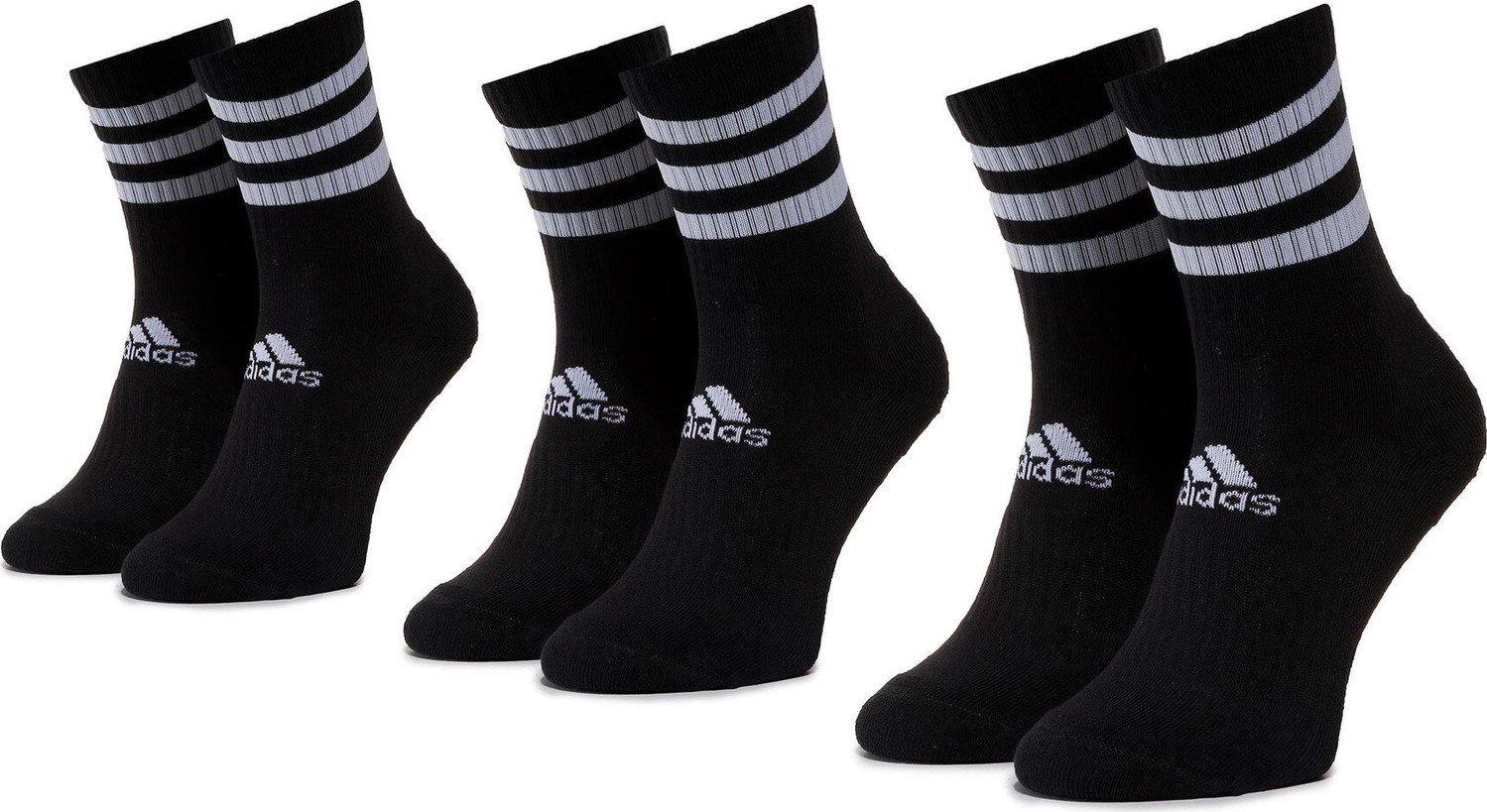 Sada 3 párů vysokých ponožek unisex adidas 3s Csh Crw3p DZ9347 Black/Black/Black