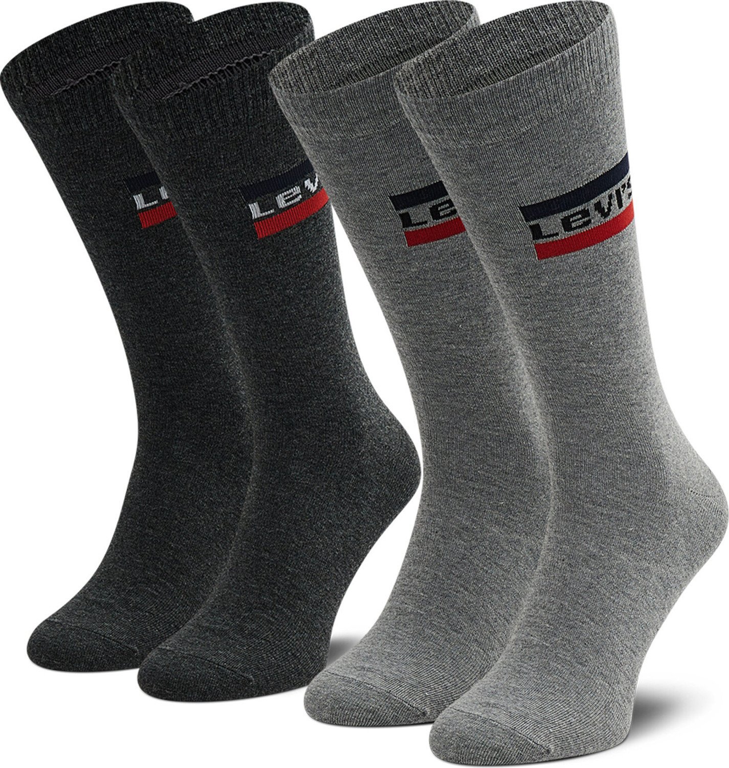 Sada 2 párů vysokých ponožek unisex Levi's® 37157-0554 Middle Grey Melange/Anthracite