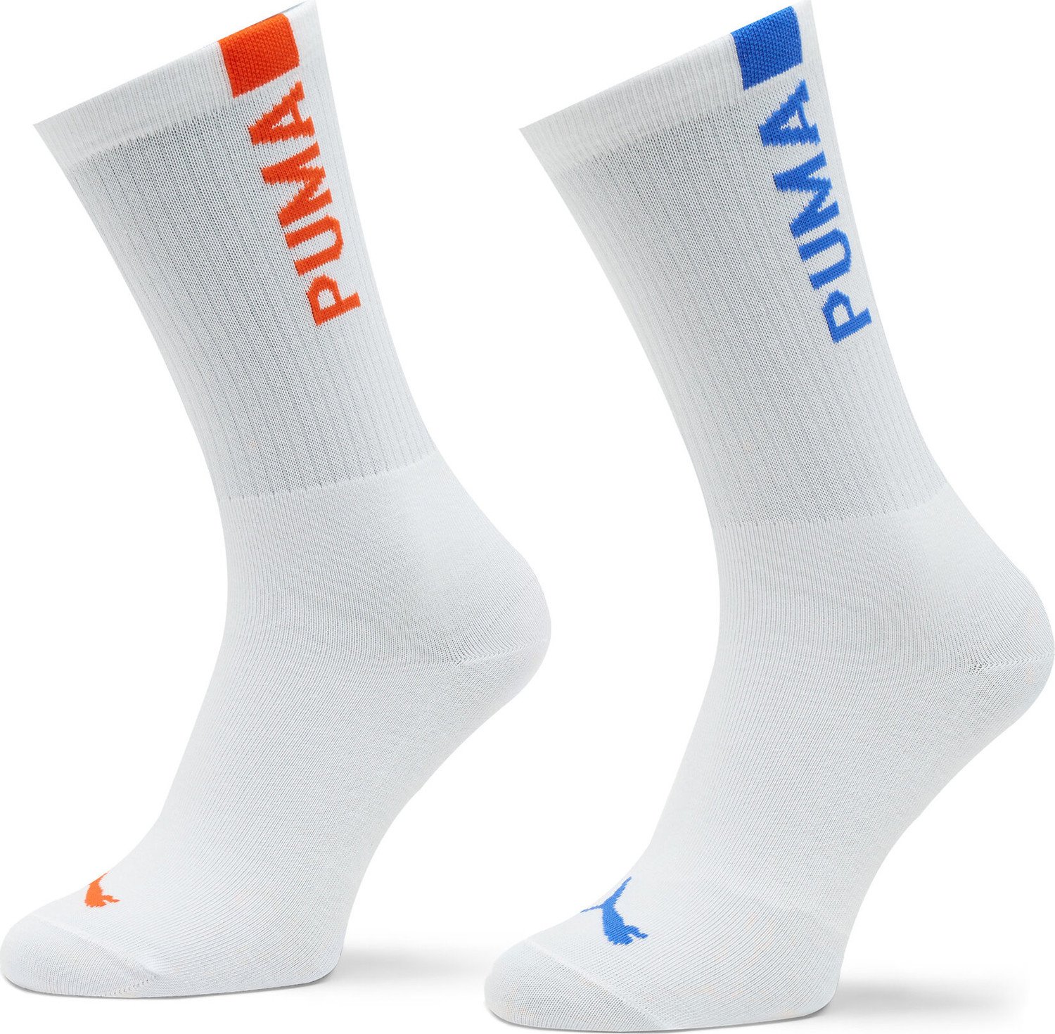 Sada 2 párů dámských vysokých ponožek Puma Women Slouch Sock 2P 938005 White / Blue / Red 04