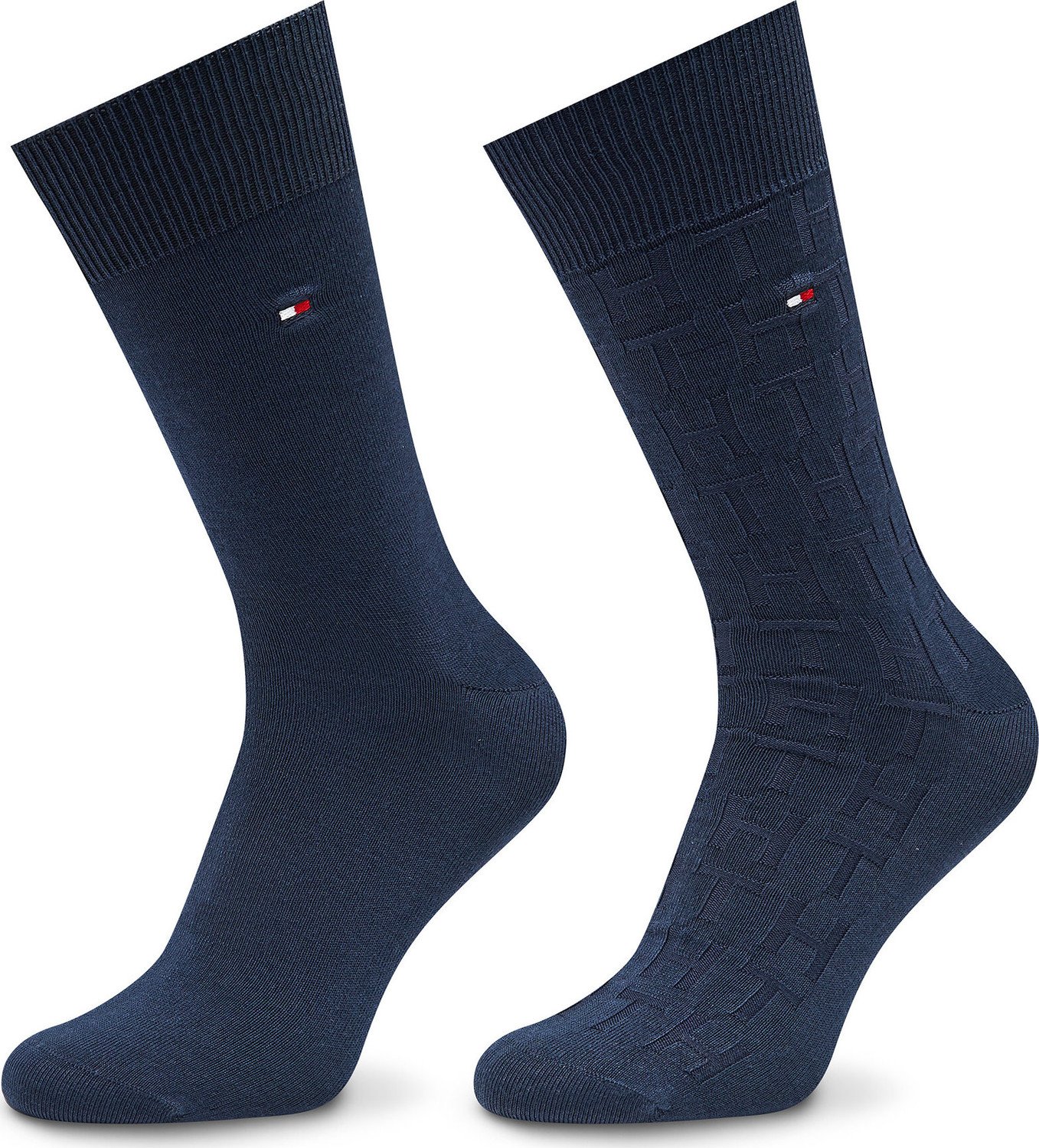 Sada 2 párů pánských vysokých ponožek Tommy Hilfiger 701222634 Navy 002