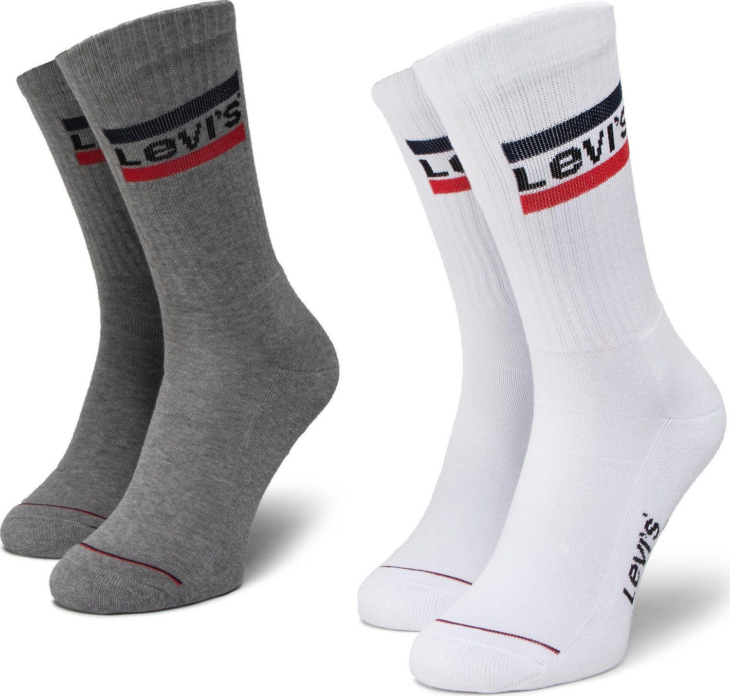 Sada 2 párů vysokých ponožek unisex Levi's® 37157-0151 White/Grey