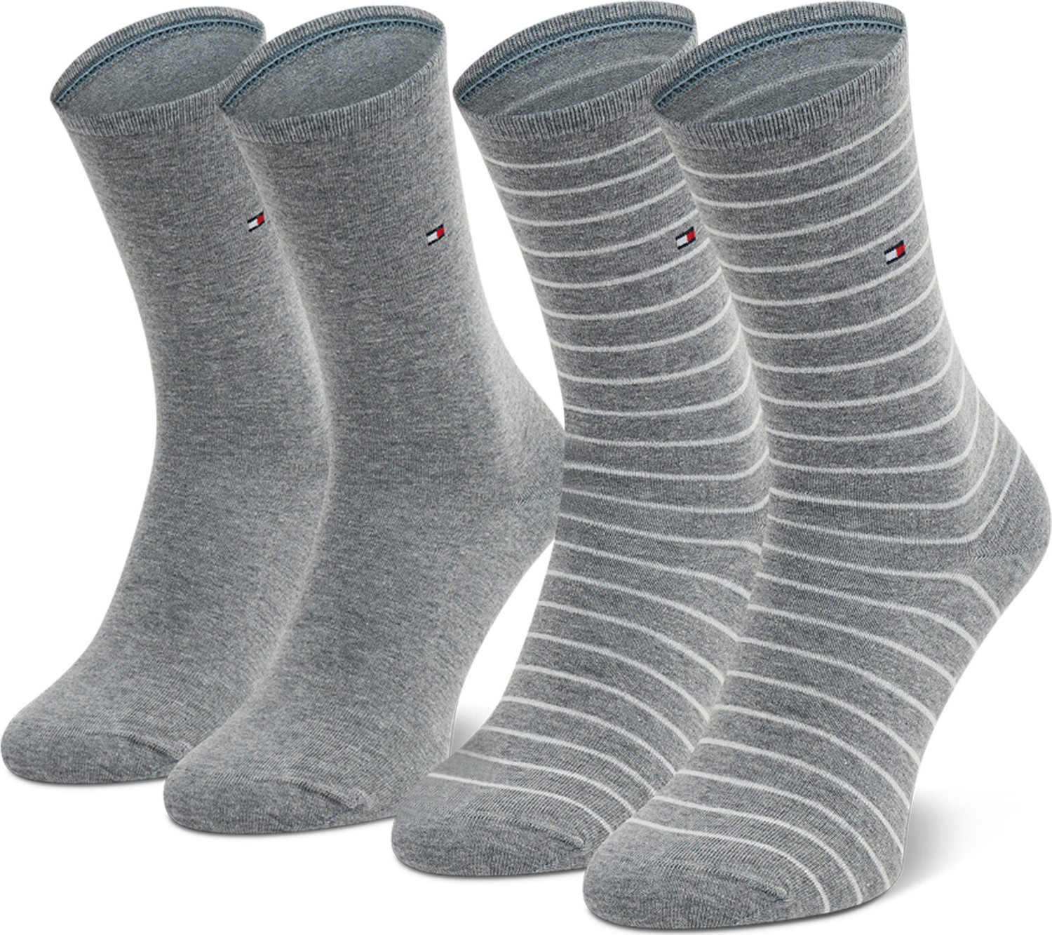 Sada 2 párů dámských vysokých ponožek Tommy Hilfiger 100001494 Middle Grey Melange 035
