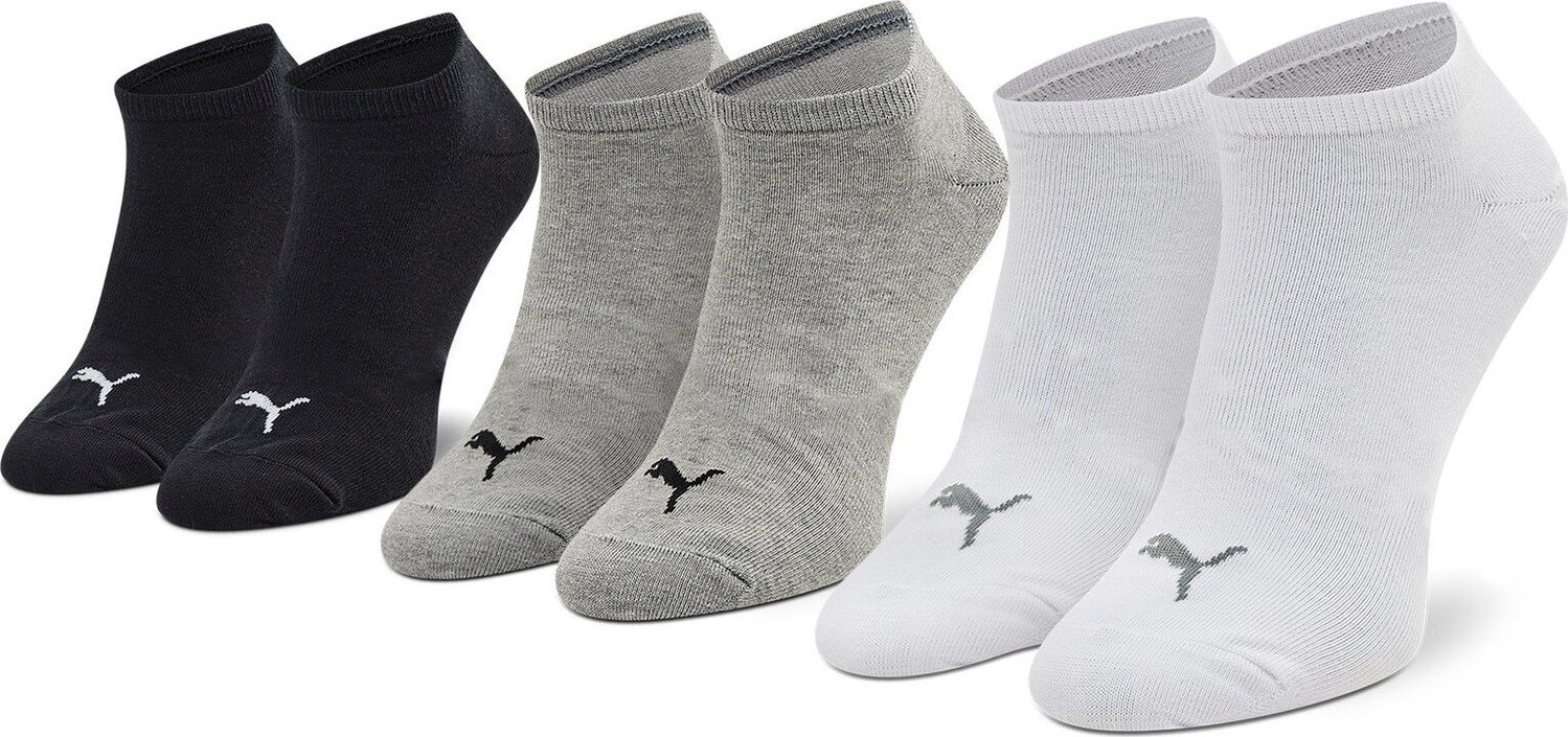 Sada 3 párů nízkých ponožek unisex Puma 261080001 Grey/White/Black 882