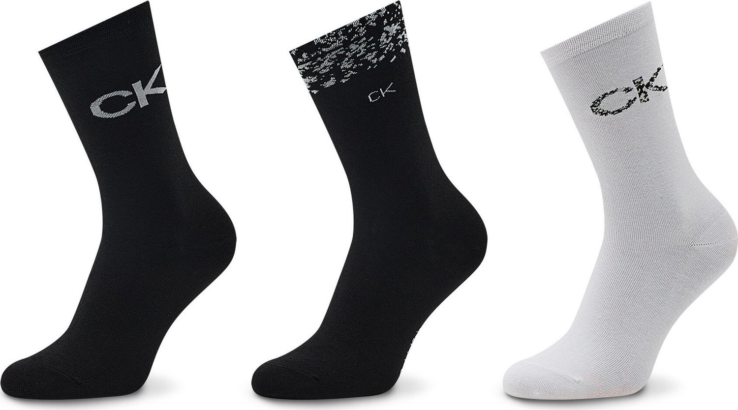 Sada 3 párů dámských vysokých ponožek Calvin Klein 701219849 Black 002