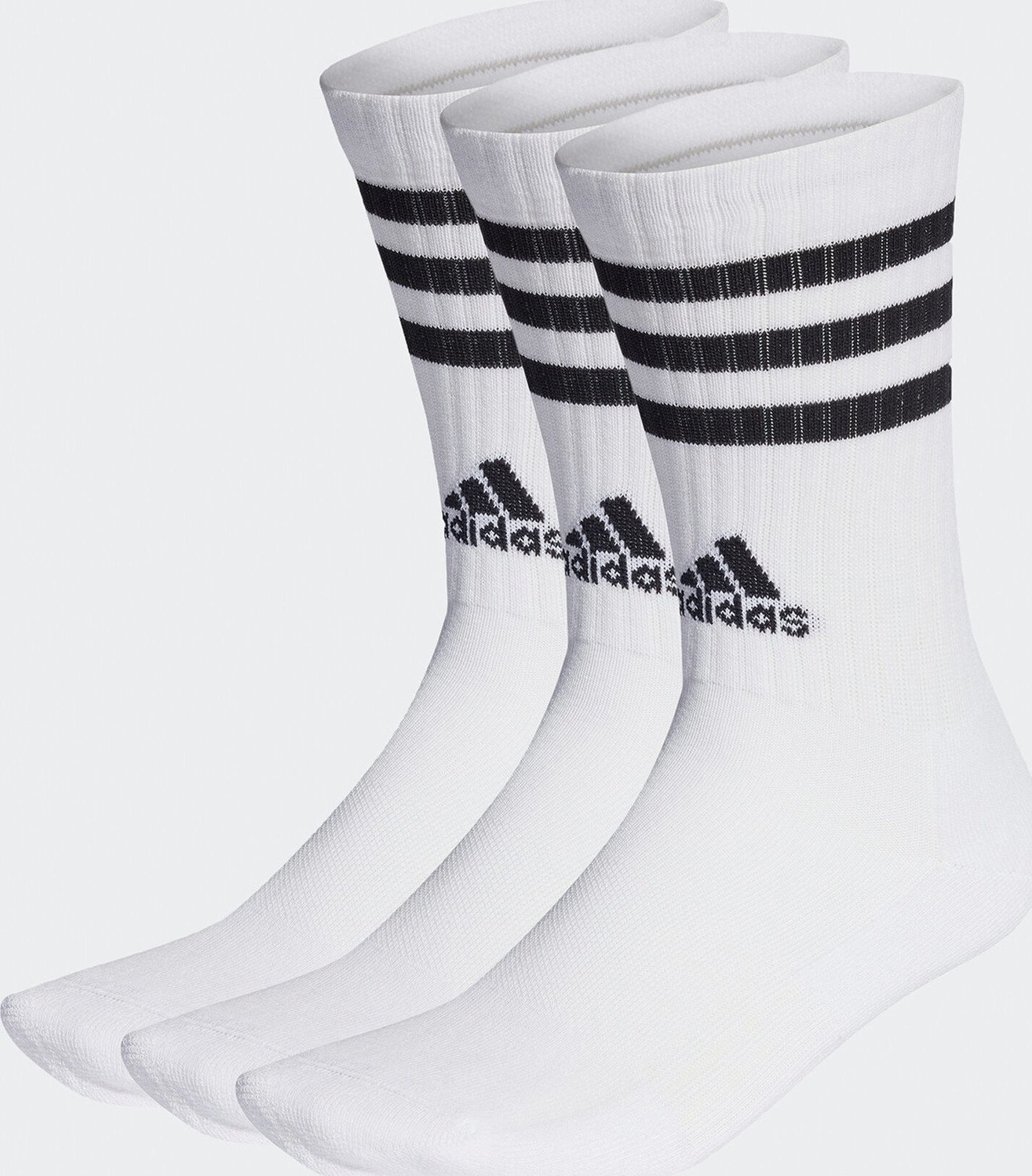 Klasické ponožky Unisex adidas 3-Stripes Cushioned Crew Socks 3 Pairs HT3458 white/black