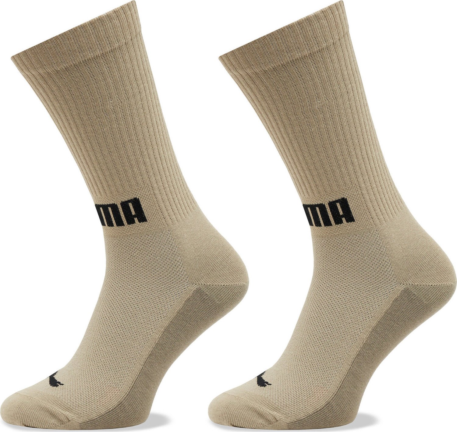 Sada 2 párů pánských vysokých ponožek Puma Men Front Logo Crew 2P 938010 Beige Combo 03
