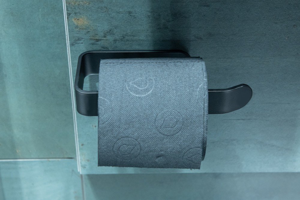 Olsen Spa  KD02091799 - Držák toaletního papíru na nalepení 3M, 16x8x3 cm , černá barva