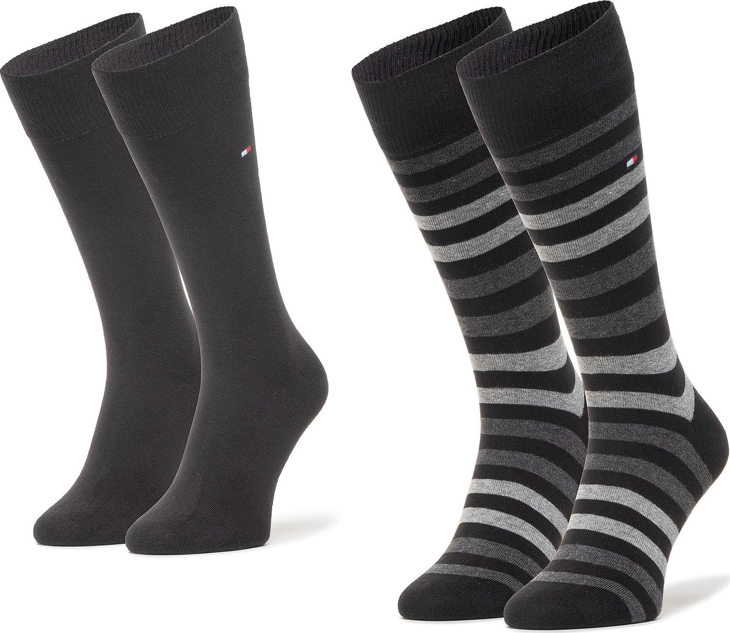 Sada 2 párů pánských vysokých ponožek Tommy Hilfiger 472001001 Black 2000
