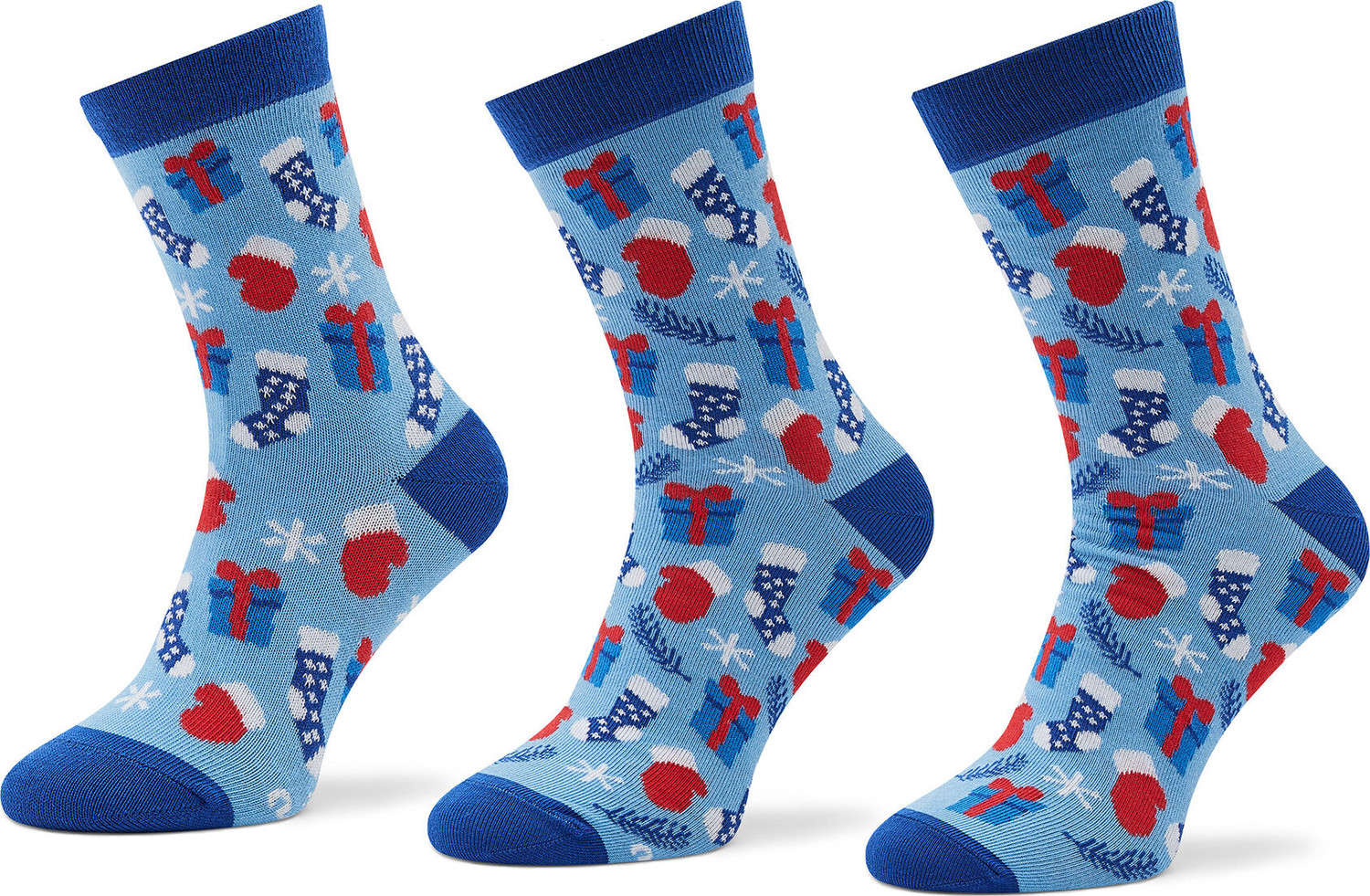 Sada 3 párů vysokých ponožek unisex Rainbow Socks Xmas Balls Modrá