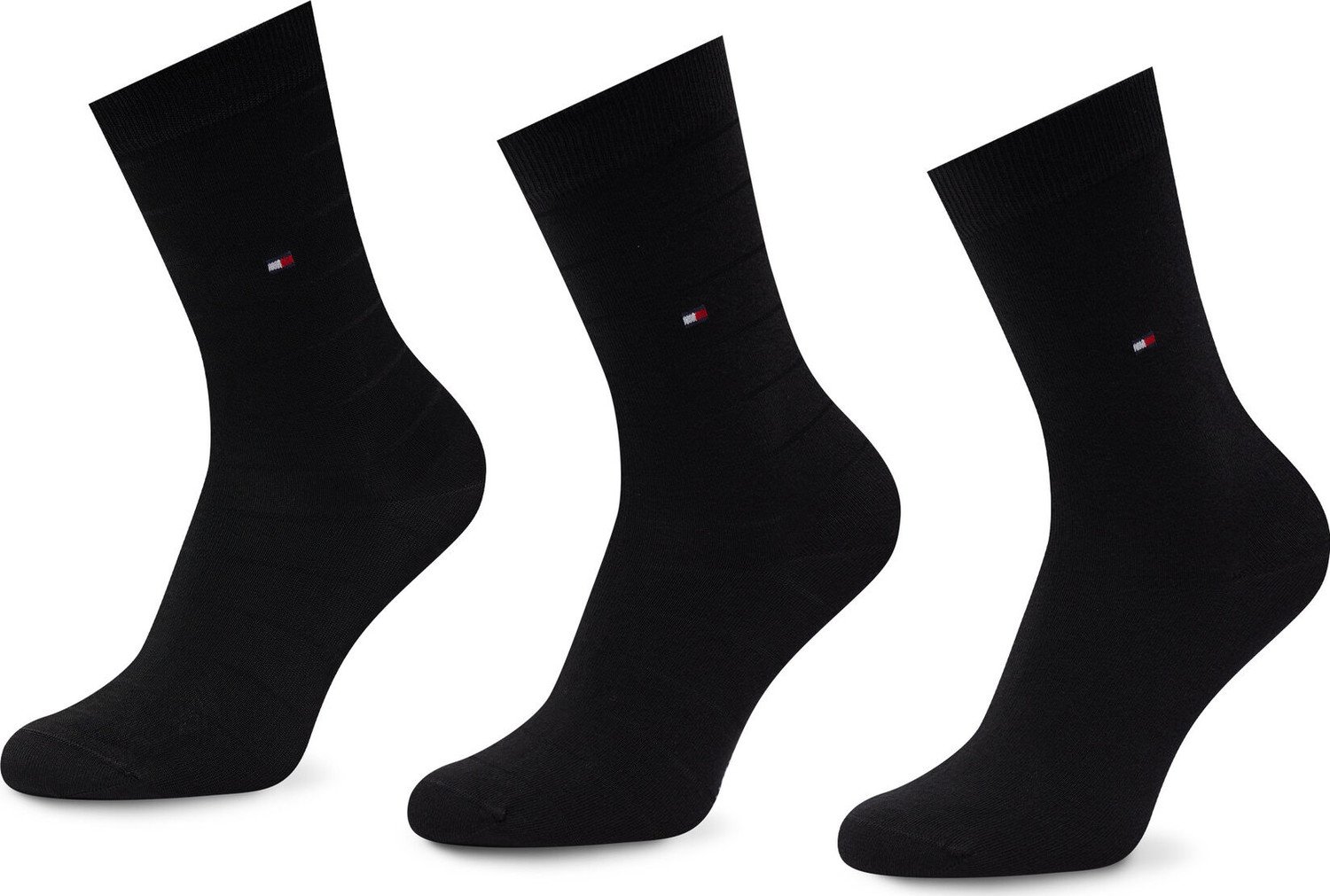 Sada 3 párů dámských vysokých ponožek Tommy Hilfiger 701220262 Black 002