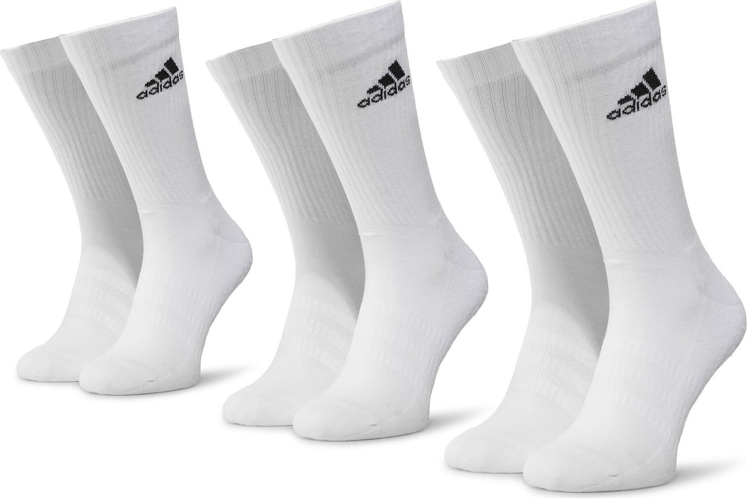 Sada 3 párů vysokých ponožek unisex adidas Cush Crw 3PP DZ9356 White/White/Black